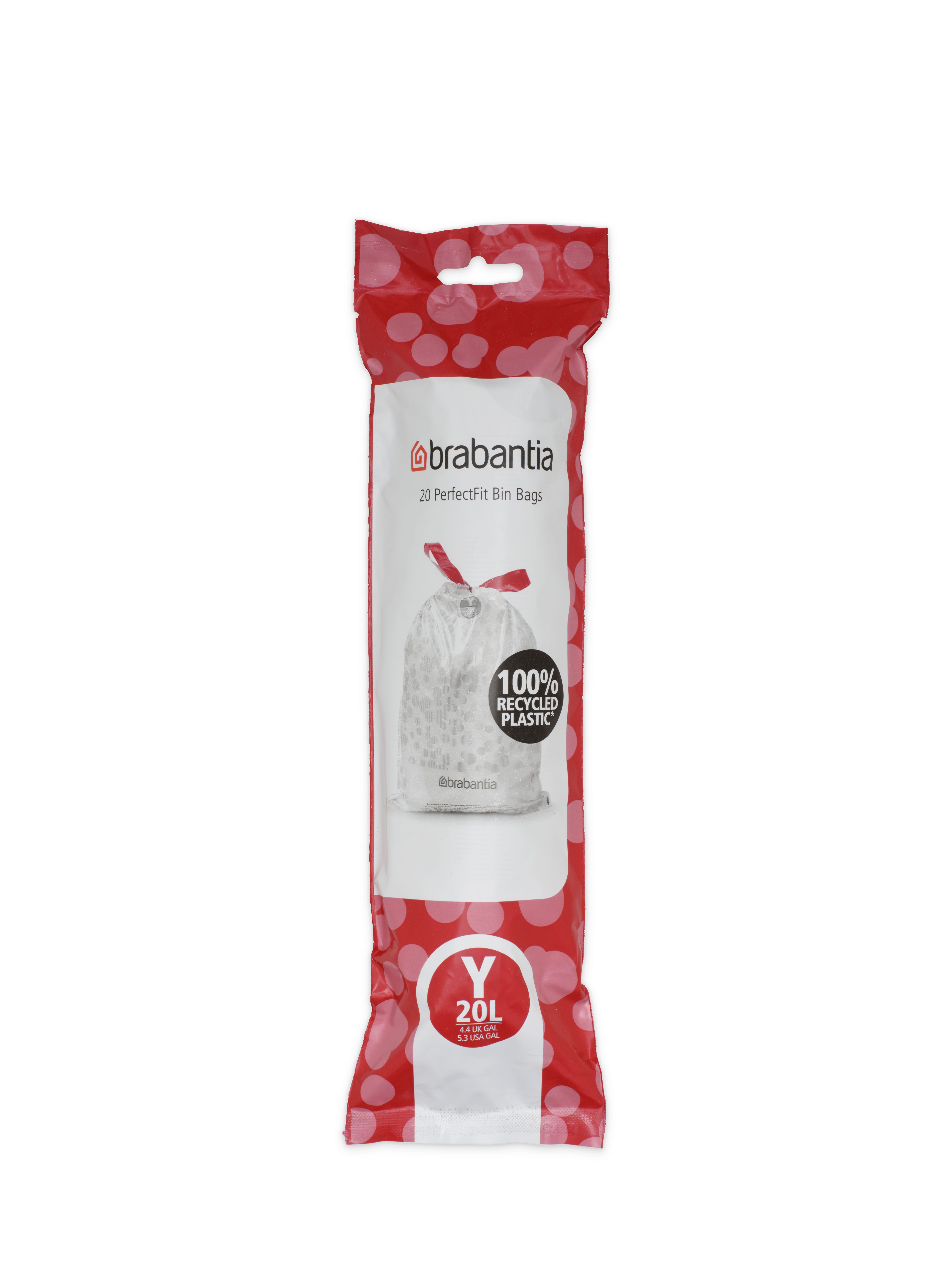 Brabantia Afvalzakken 20l PerfectFit Code Y 20 stuks - met Trekbandsluiting - 100% Recycled