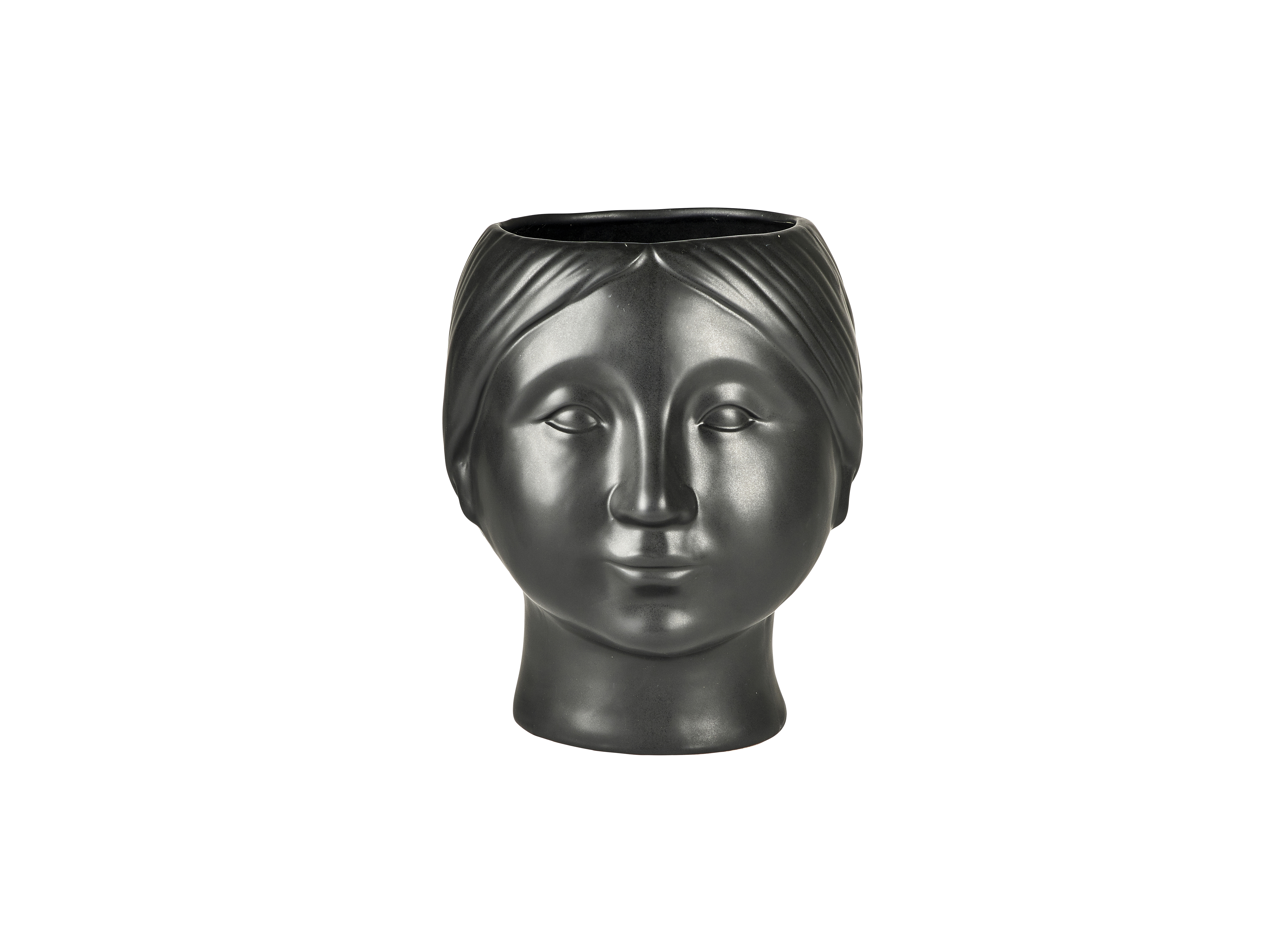 Villa Collection Bloempot Head Black - Aardewerk - 19.5x17.8x21.3 cm