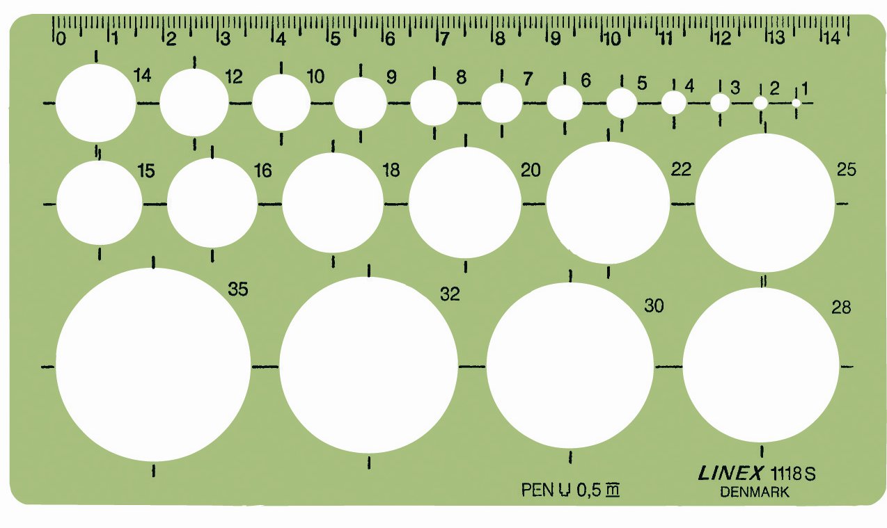 Linex Cirkel Sjabloon 1118S 160X90mm - 22 Cirkels