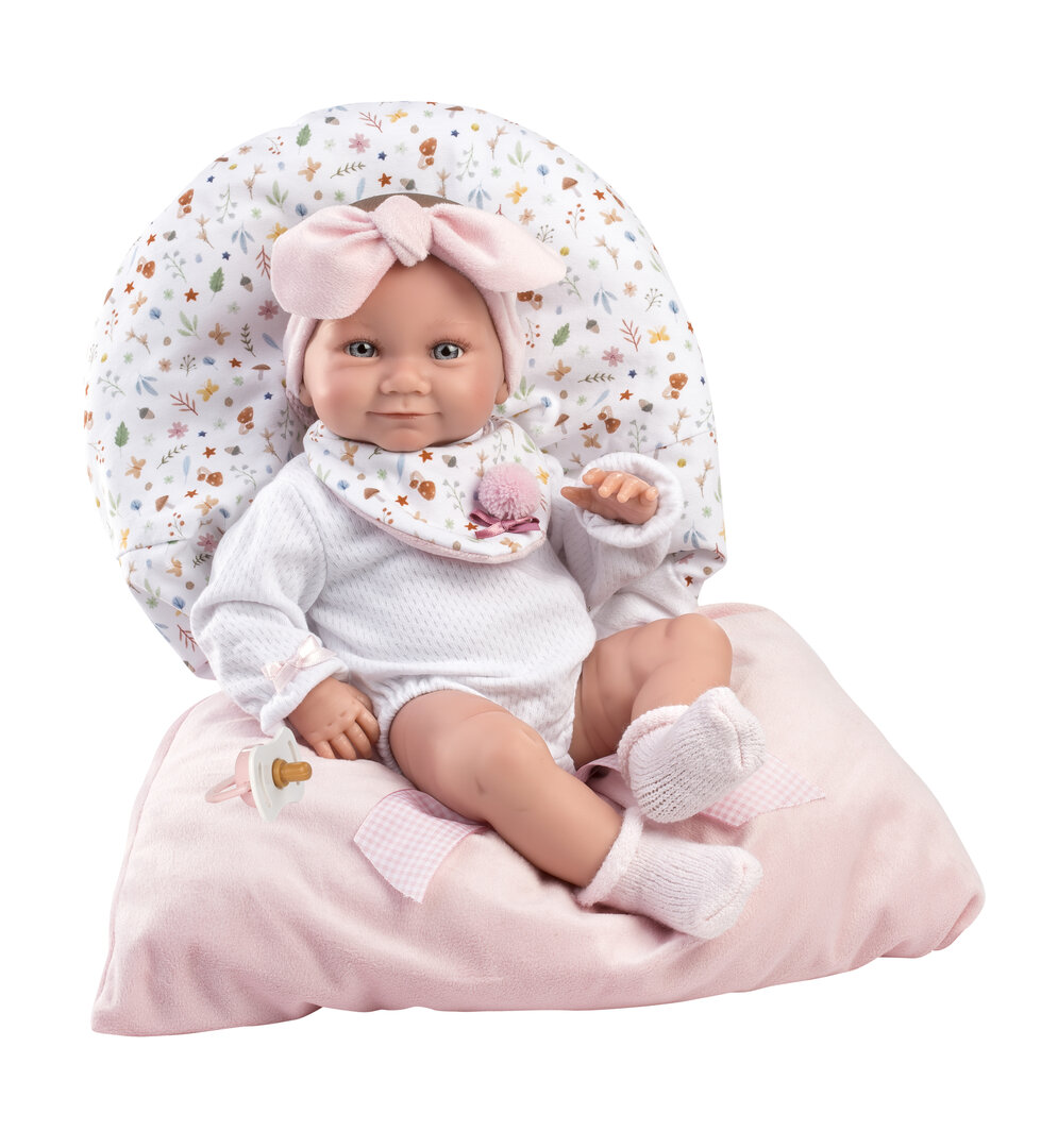 Llorens Tina Pasgeboren met zachte huid 40 cm, in Roze draagzak