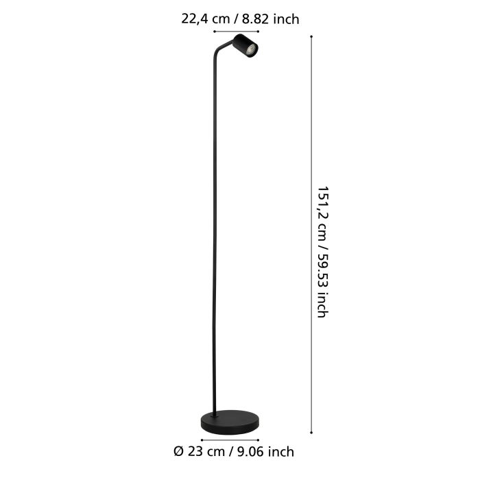 Eglo Vloerlamp Rigomagno GU10 5W 400lm 151cm Zwart