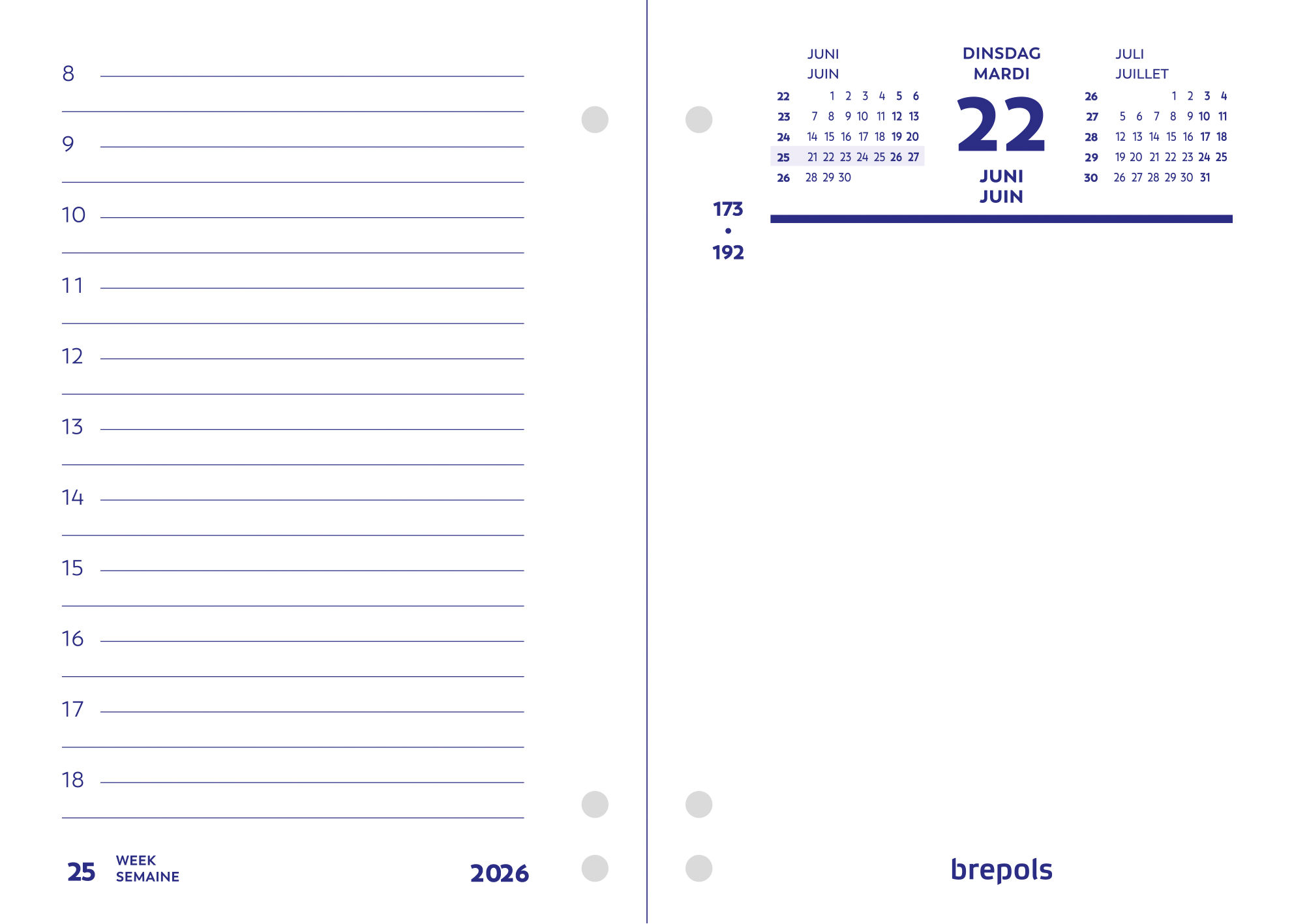 Brepols Dagomlegblok 2026 - 1dag/pag 8.5x12 cm