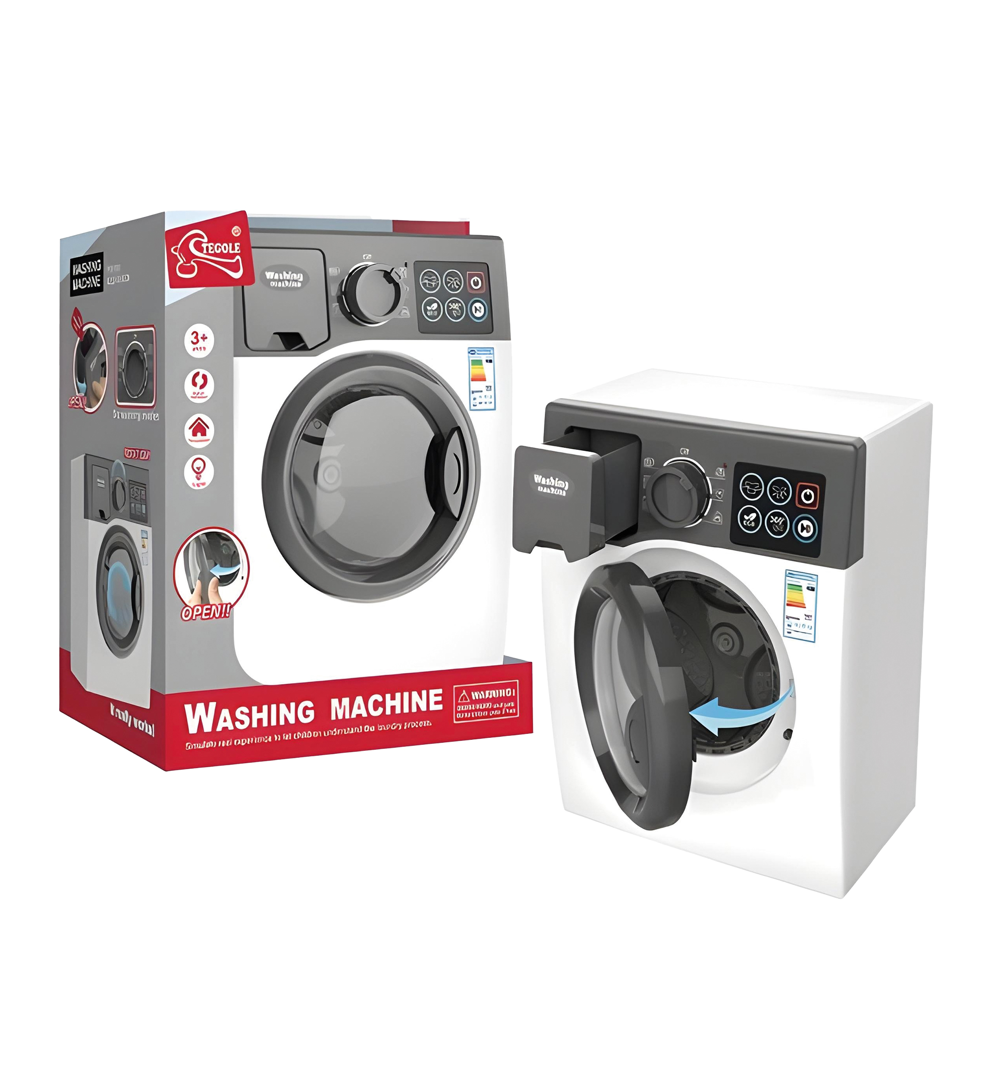 Wasmachine met licht en geluid, kijk hoe de was draait, 24.5 cm