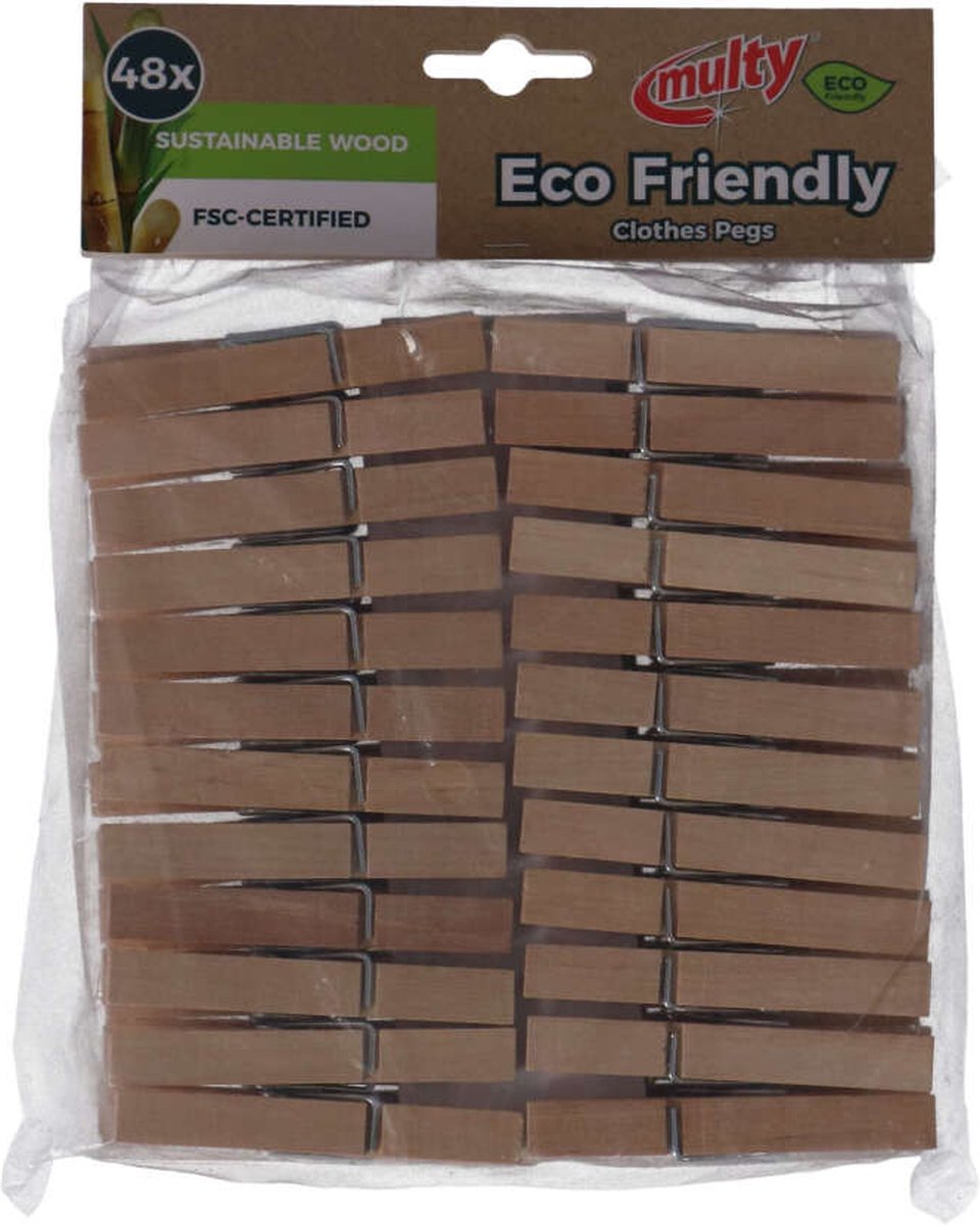 Multy Wasknijper Hout 48 stuks