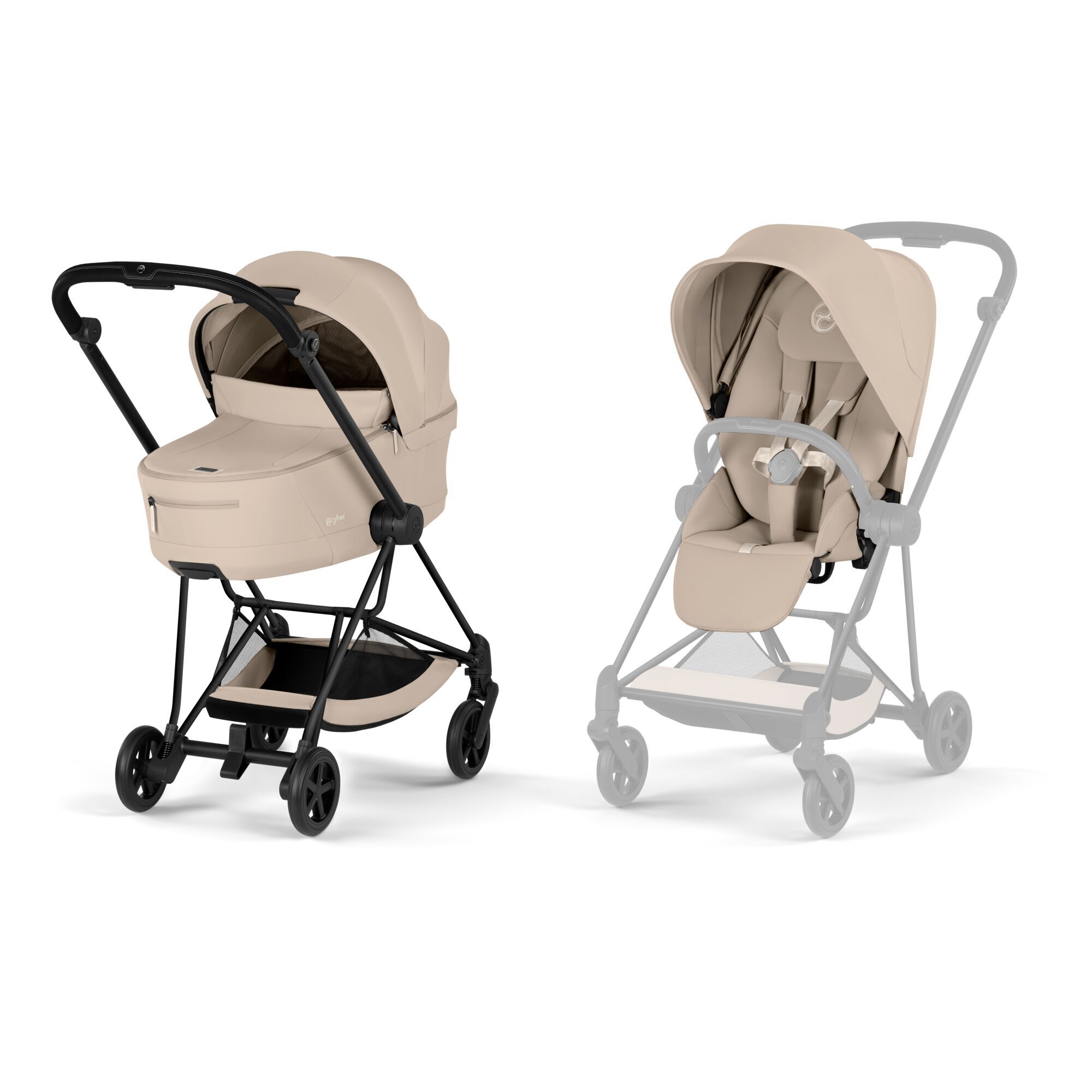Cybex Kinderwagen Mios Comfort Matt Black-Reiswieg Plooibaar Cozy Beige
