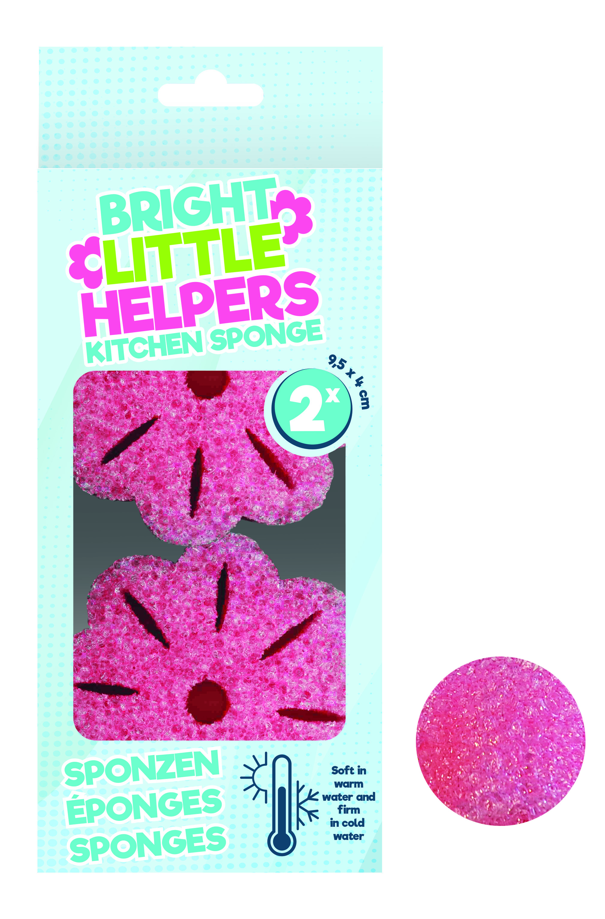 Bright Little Helpers Schuurspons 2 stuks 9.5x4 cm - Zacht in Warm Water - Hard in Koud Water