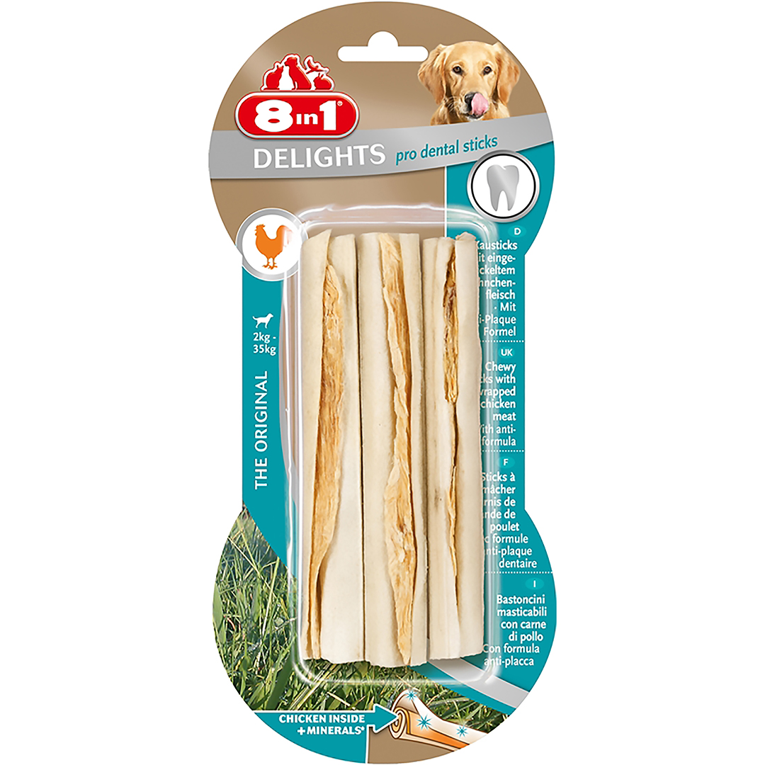 8in1 Delights Pro Dental Sticks 3 stuks Chicken -The Original - 2-35 kg