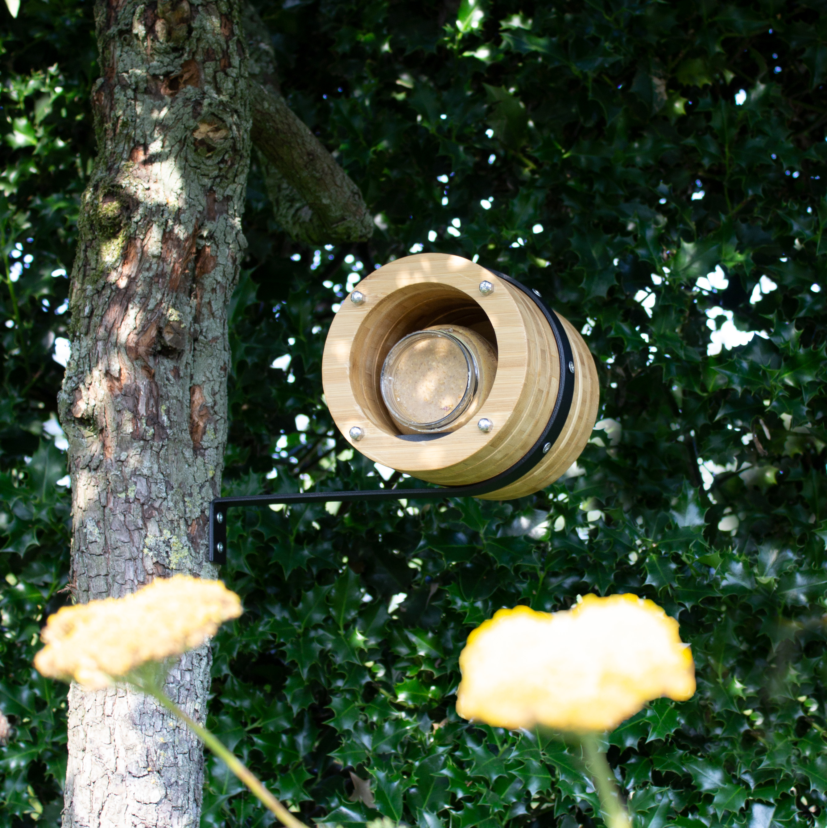 Heeej! Pindakaaspothouder Peanuts Bamboe met Ophangbeugel