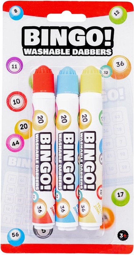 Bingo Dabbers rood, geel, blauw 20 ml Bingostiften 3 stuks