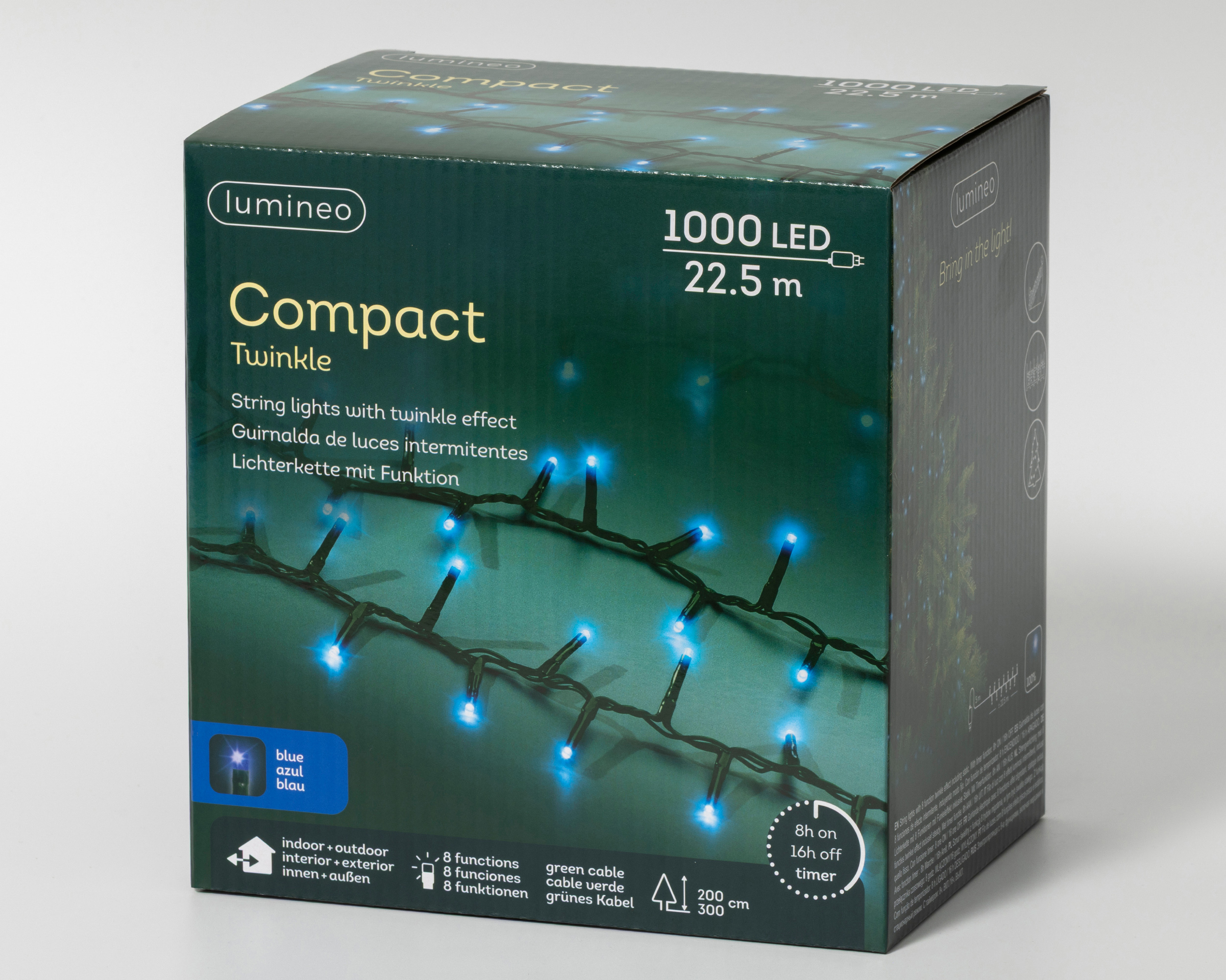 Kerstverlichting LED Compact Twinkle 22.5m - 1000 leds - Green/Blue - In/Outdoor