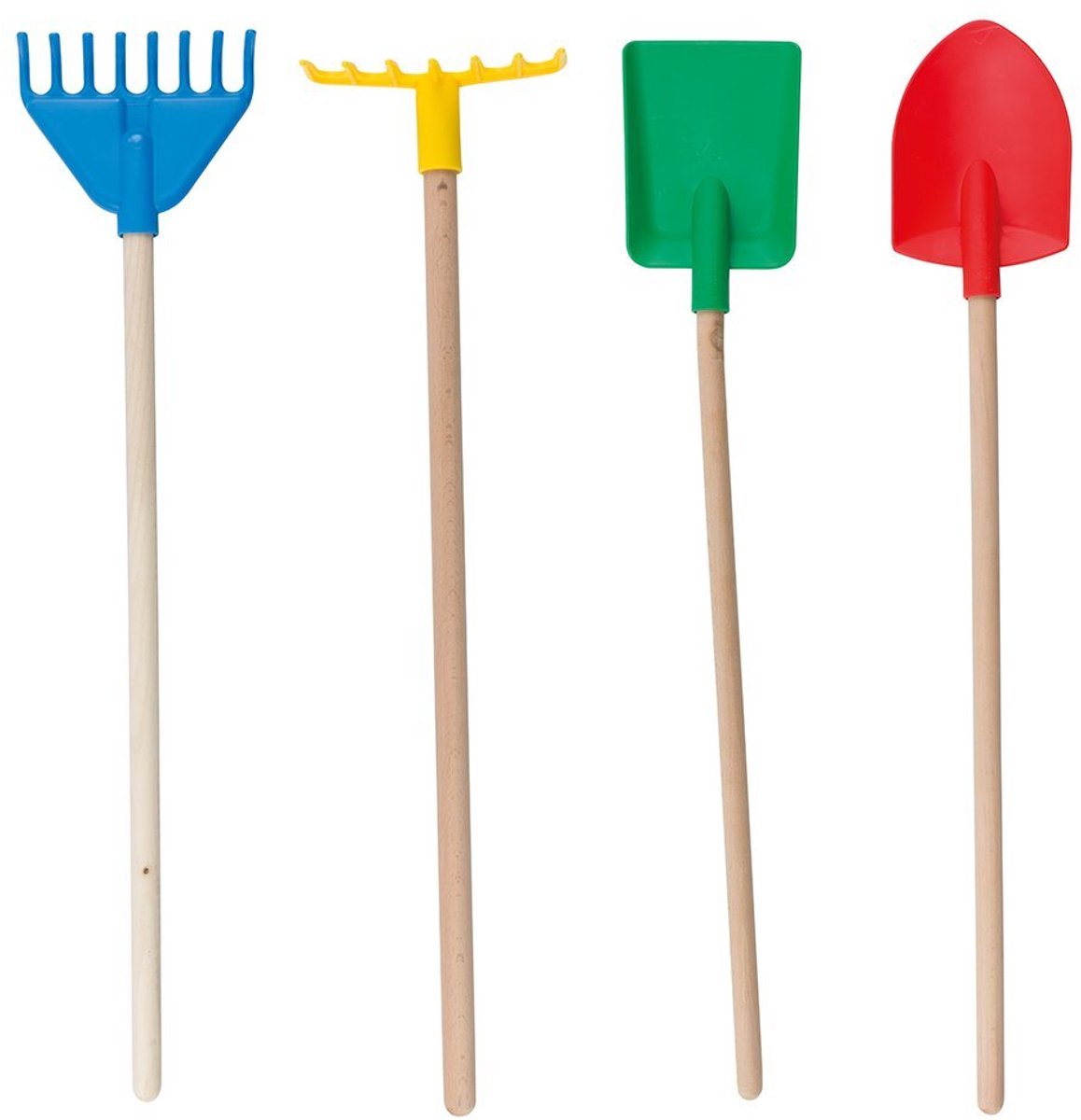 Tuingereedschap met houten steel, 4 ass. prijs per stuk. 65 à 70 cm