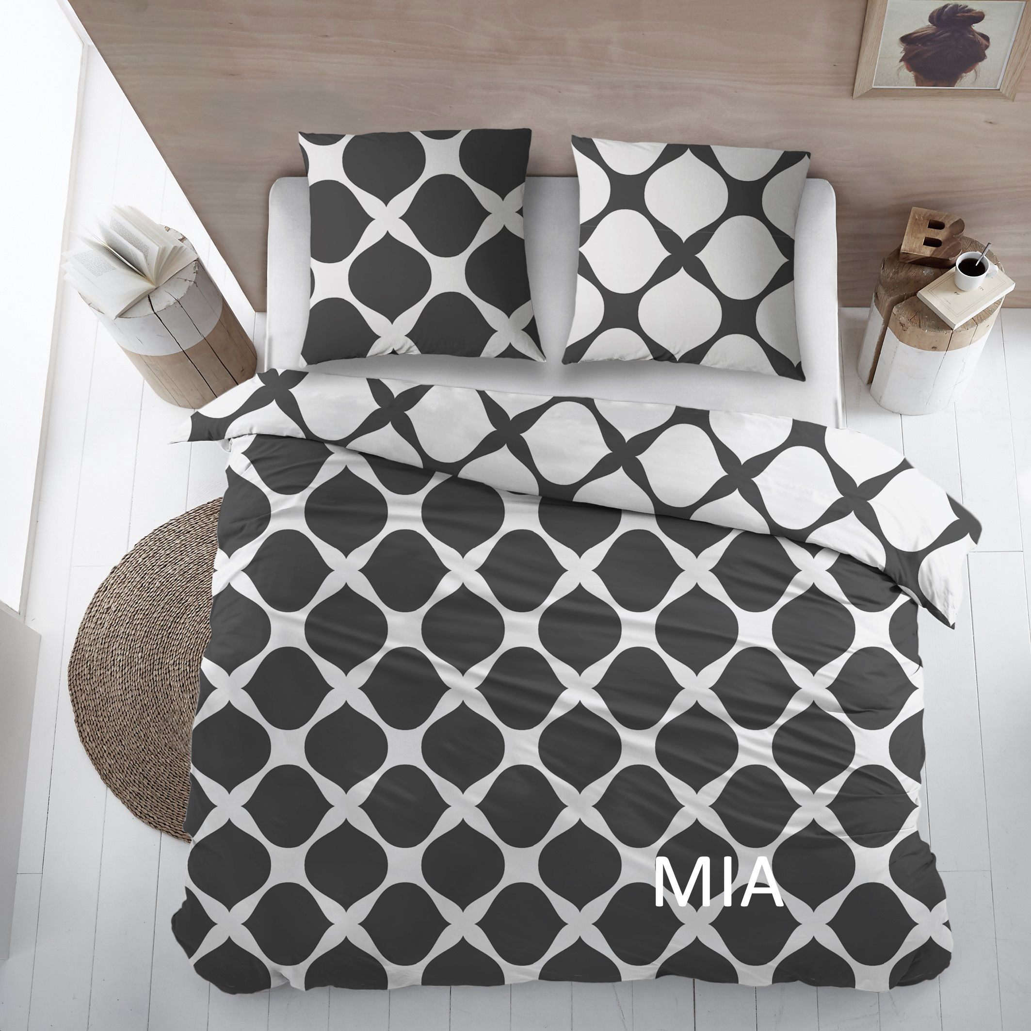 Cottons Dekbedovertrekset Mia Antraciet 140x220 cm Katoen