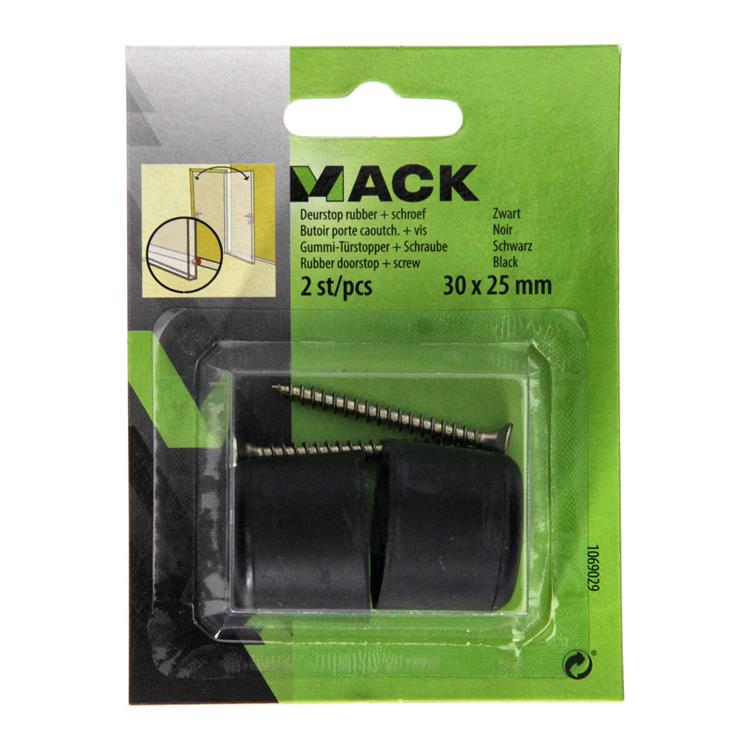 Mack Deurstop Rubber Zwart met Schroef 30x25 mm - 2 stuks