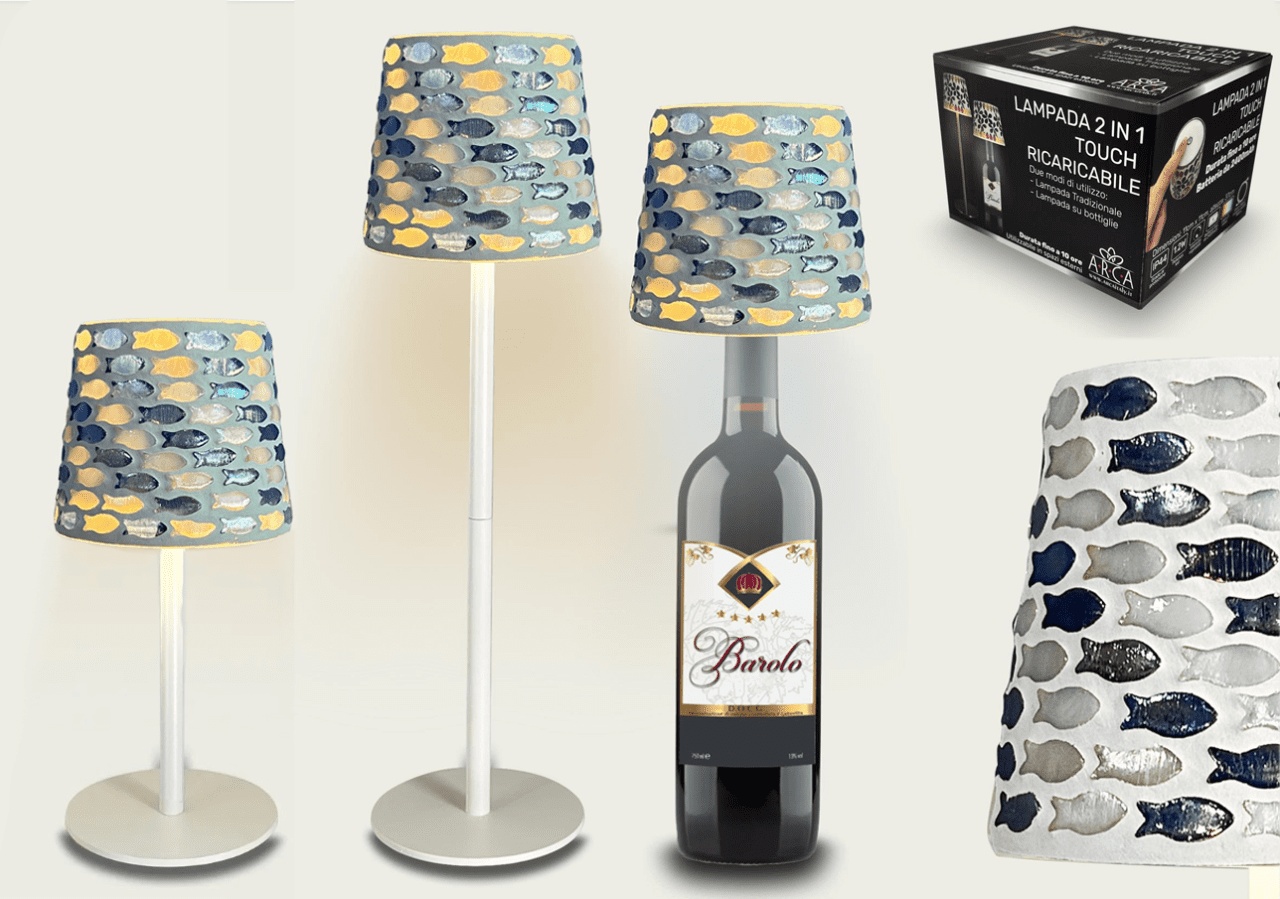 Arca Italy Tafellamp LED Fish - Dimbaar - met Fles Adapter