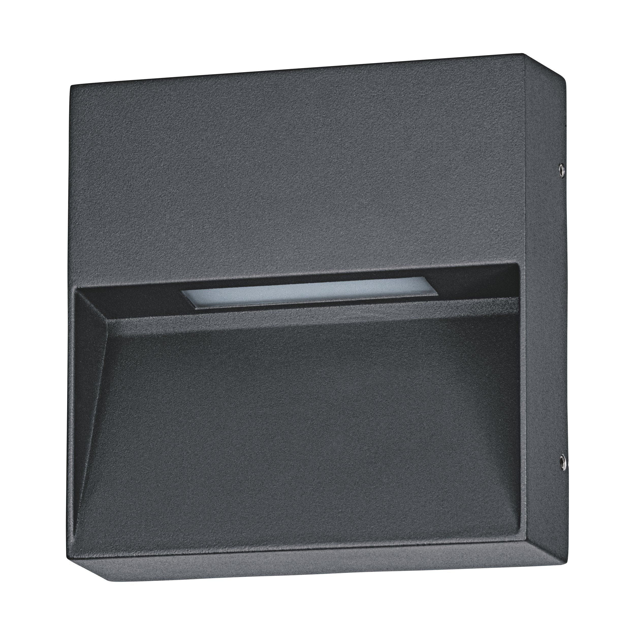 Eglo Maruggio Wandlamp Vierkant 1x LED 4.8W 520lm 3000-6500K IP65 Zwart