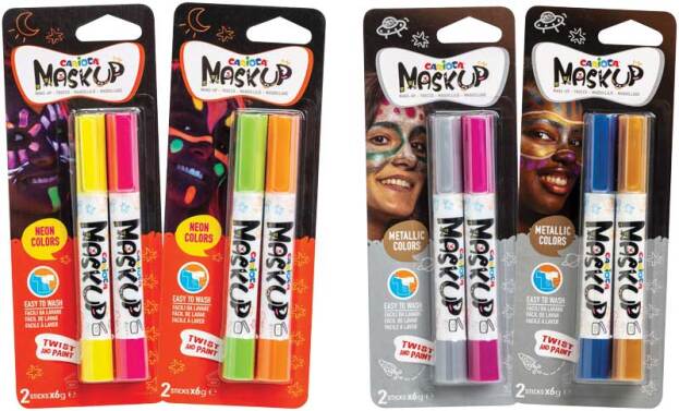 Carioca Mask Up Kindergrime Metallic & Neon - 2 Kleurstiften