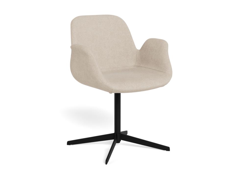 Beth Stoel Sand Apia 140 met Armleuning - Basis Mat Zwart