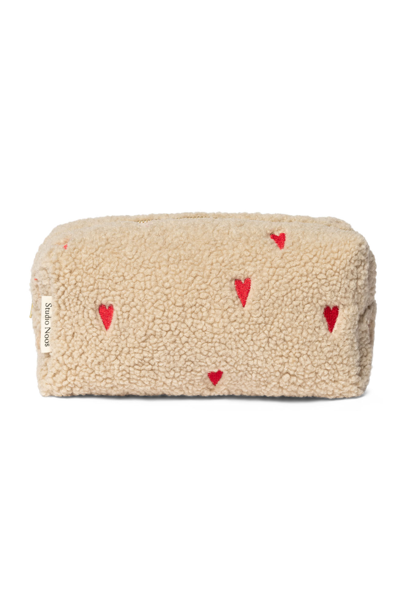 Studio Noos Pouch Ecru Teddy Hearts 9x24x9 cm