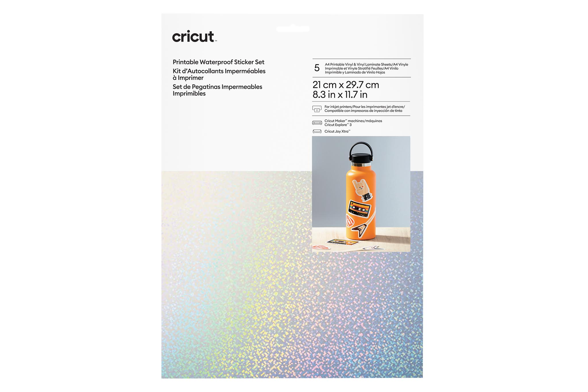 Cricut Waterbestendige Stickerset Holografisch Wit A4 - 5 vellen