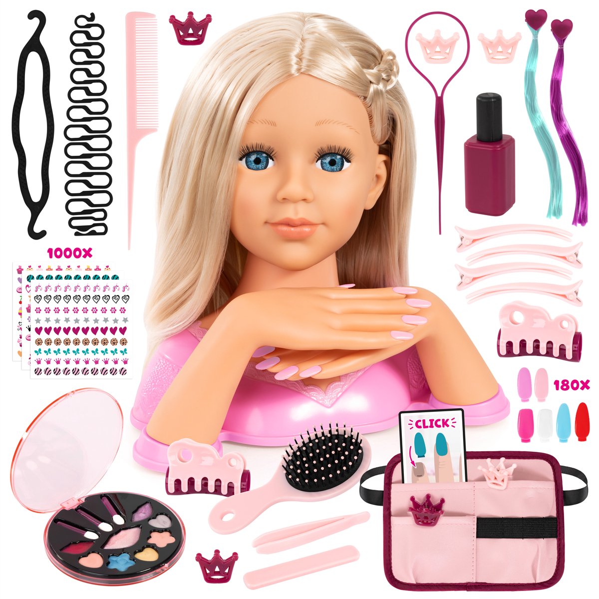 Charlene Magic Nails Kaphoofd 27 cm met make-up en nagels