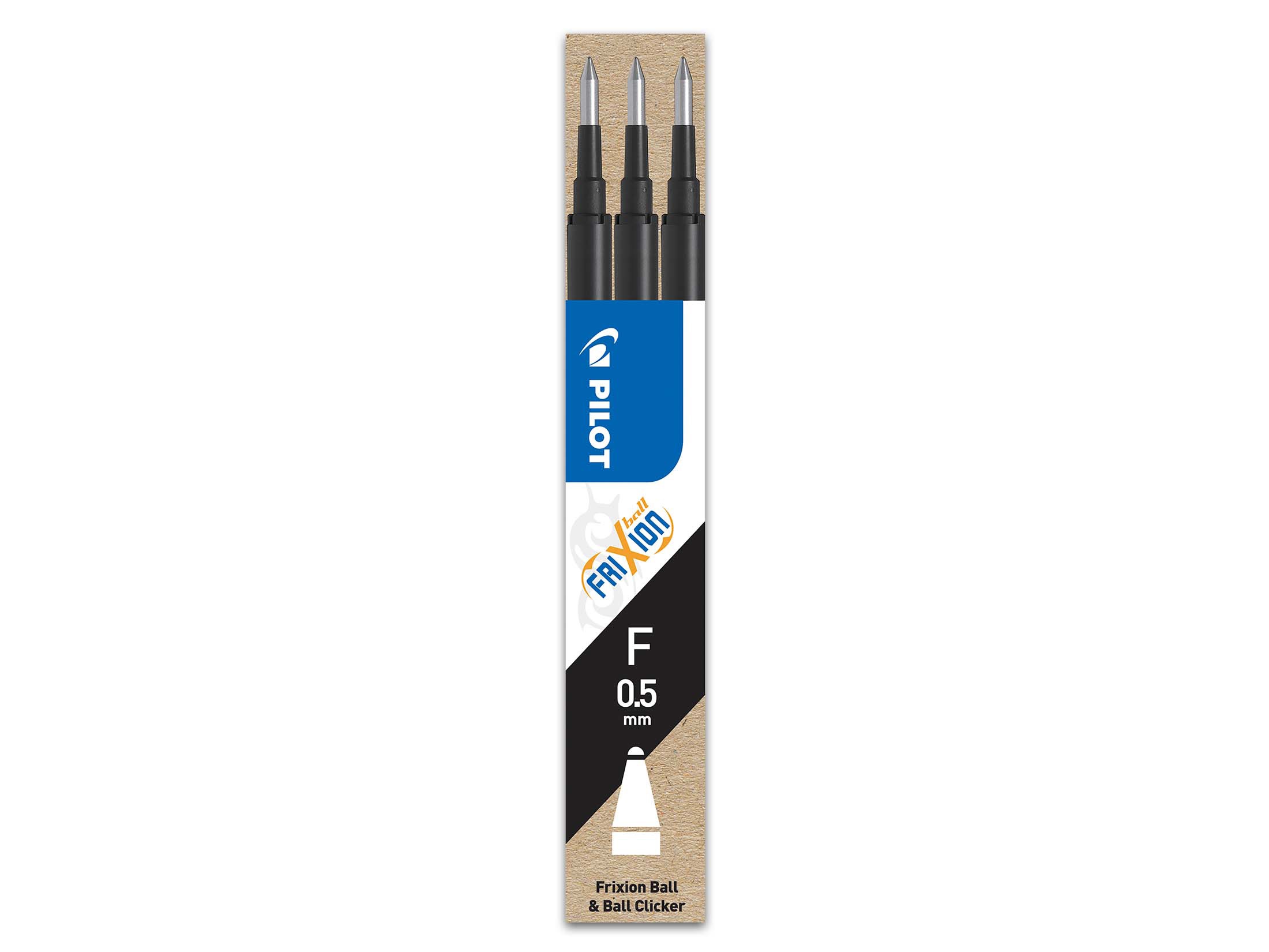 Pilot FriXion Refill BLS-FR5-S3 0.5 mm Zwart - 3 stuks - F - Clicker
