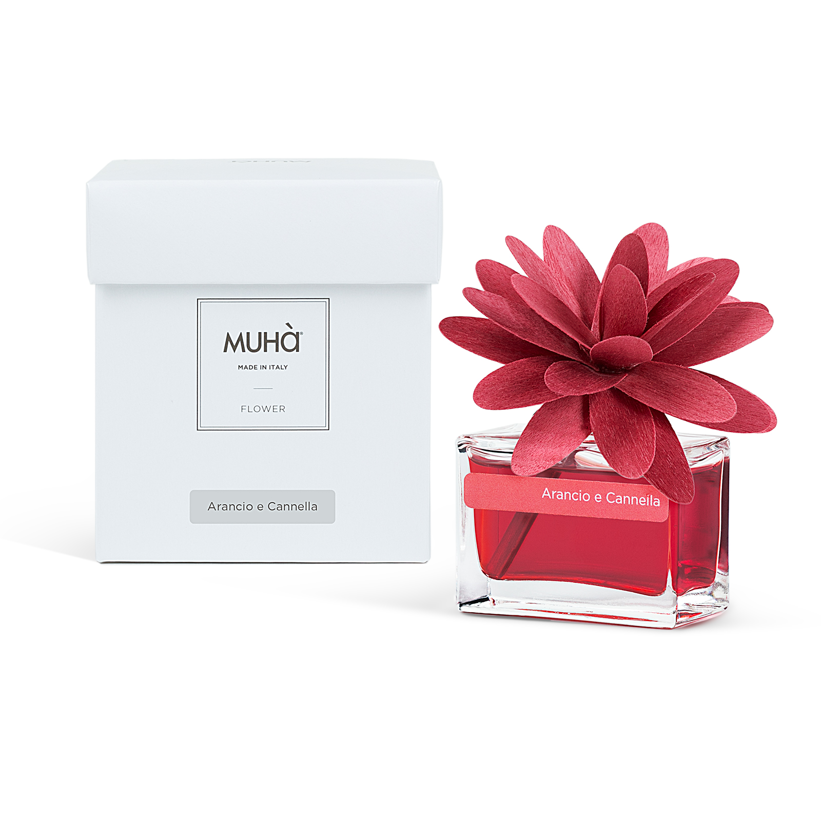 Muhà Geurdiffuser Flower Red 30ml - Orange & Cinnamon - Arancio e Cannella
