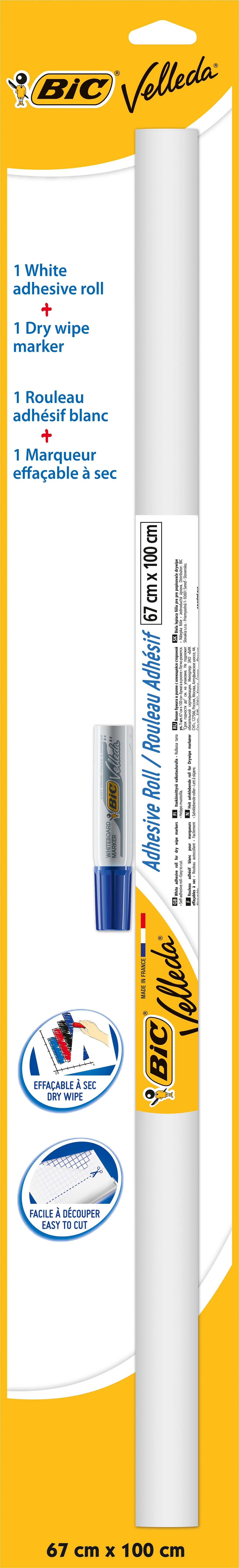 BIC Velleda Whiteboard Rol Zelfklevend 67x100cm met 1 Marker 1781
