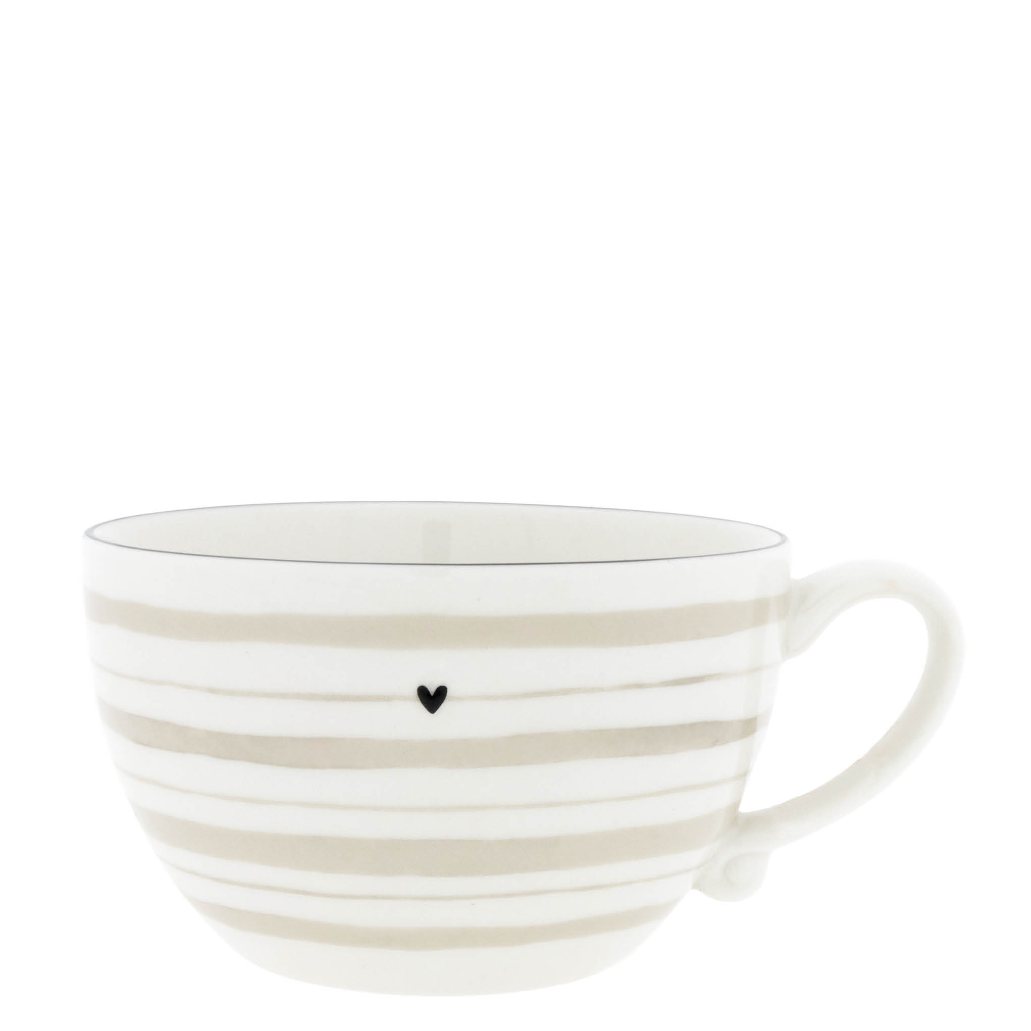 Bastion Collections Bowl White/Watercolour Natural Stripes 400ml - Keramiek - 13x8 cm - Soepkom