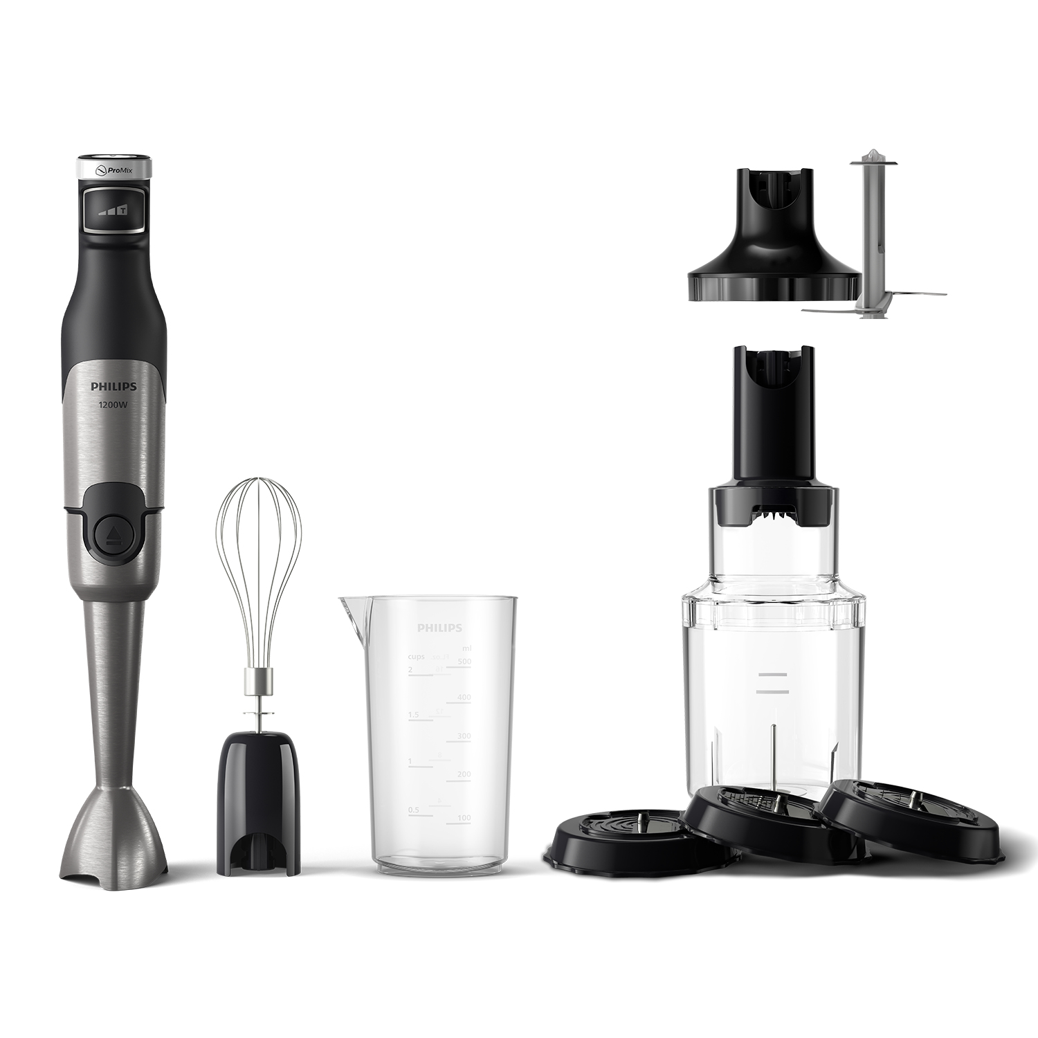 Philips HR2684/00 Staafmixer Serie 5000, 1200 Watt met Hakmolen, Garde, Maatbeker, Snij- en raspschijven