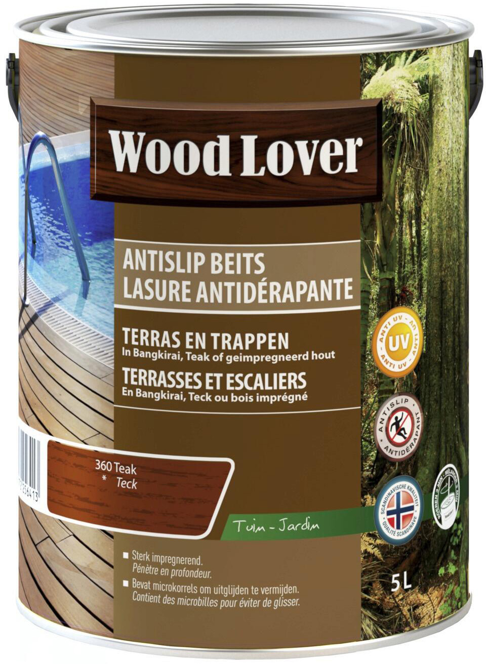 Woodlover Anti-Slip Terrashout 5 l Kleur 360 Teak