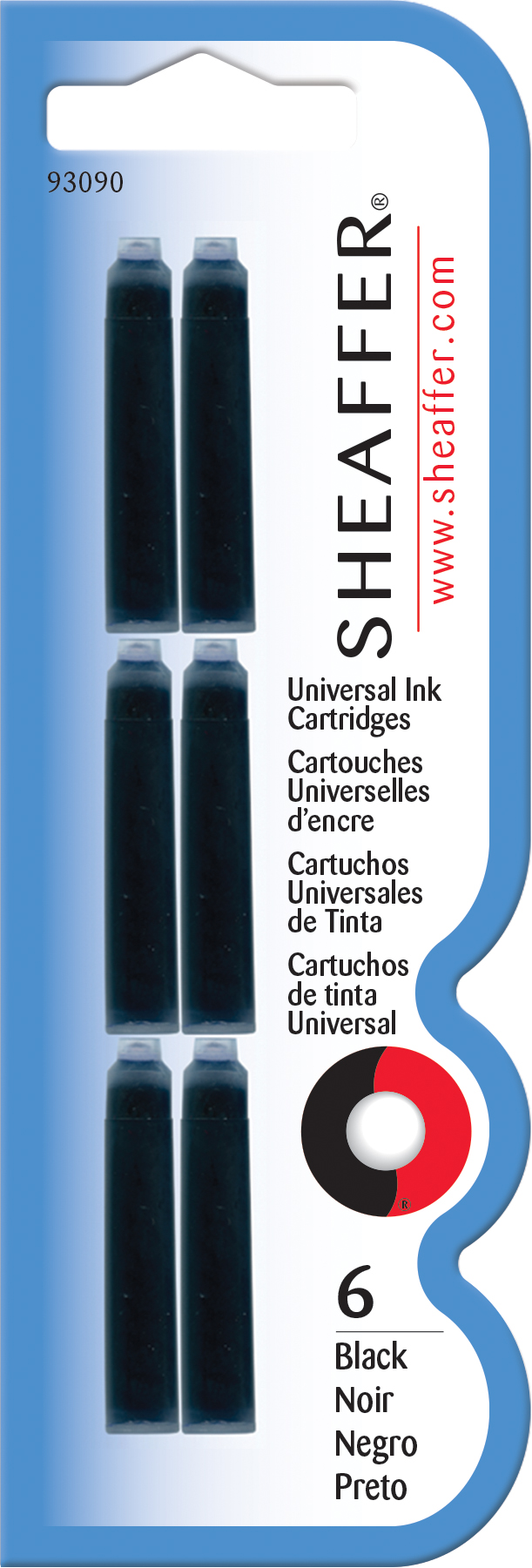Navulling voor Vulpen - Universeel SHEAFFER - Zwart - 6 stuks in blister
