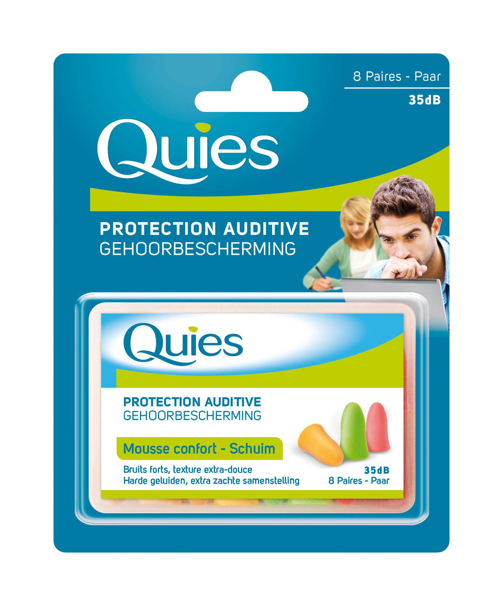 Quies Oordopjes Schuim - 16 Stuks Fluokleur