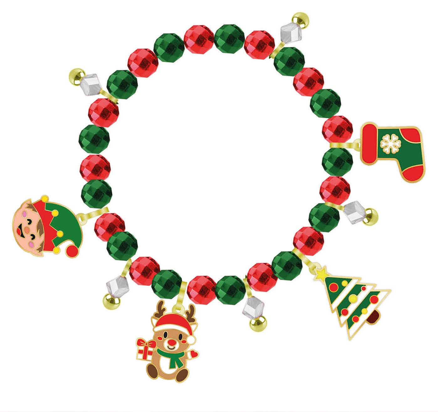 Armband Kerst met Bedels - Rood/Groen