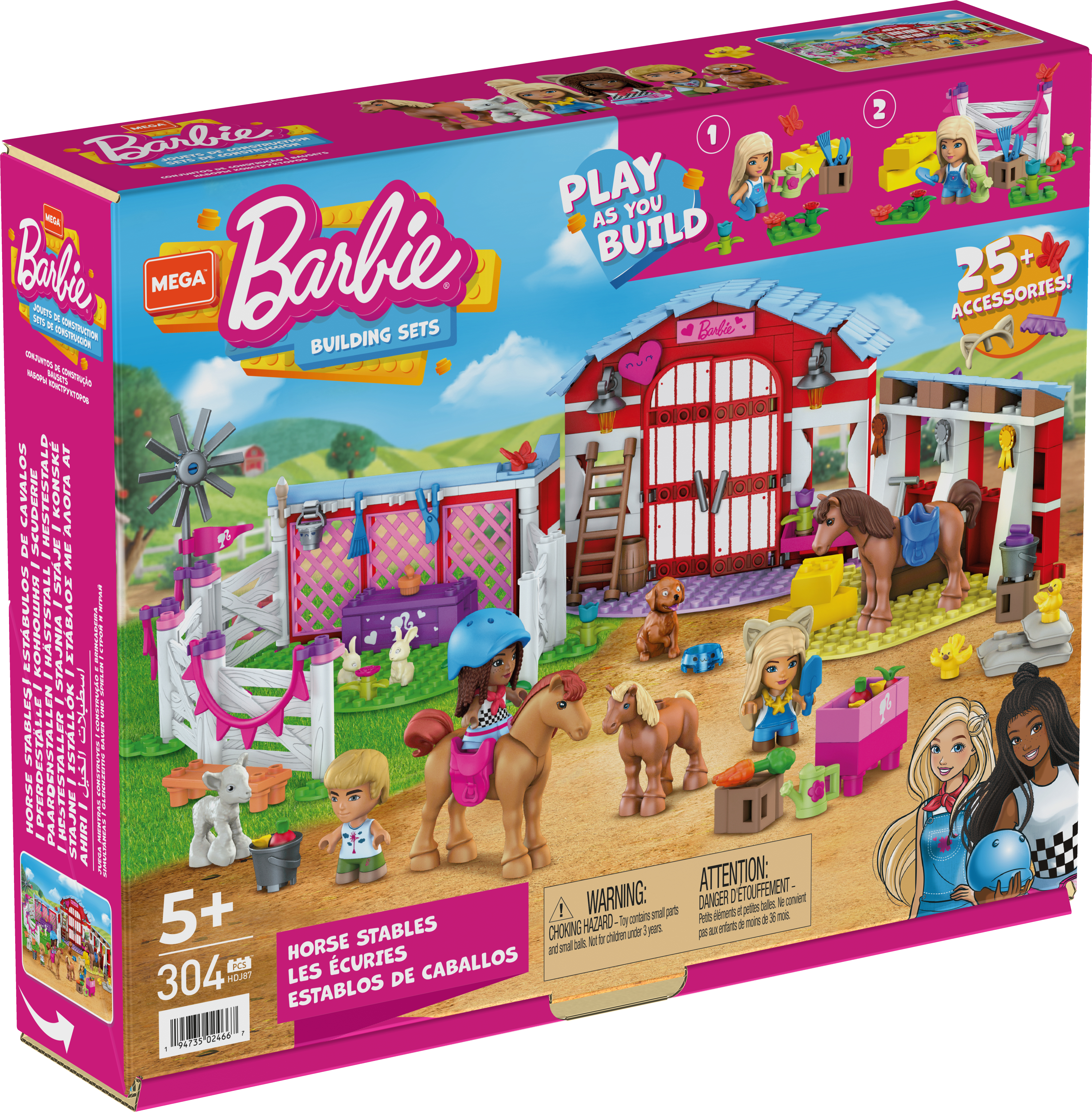 Mega Construx Barbie Paardenstal Bouwset, 304 stenen