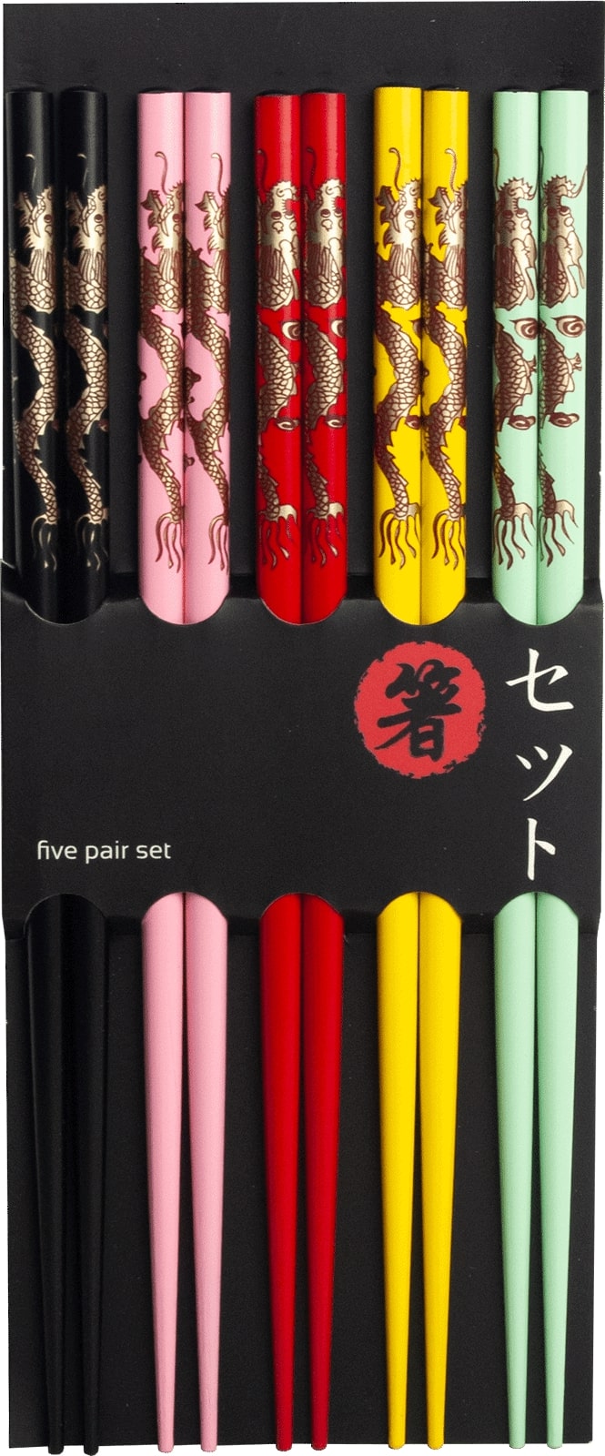 Edo Japan Chopsticks Color Dragon set 5 paar 22.5cm