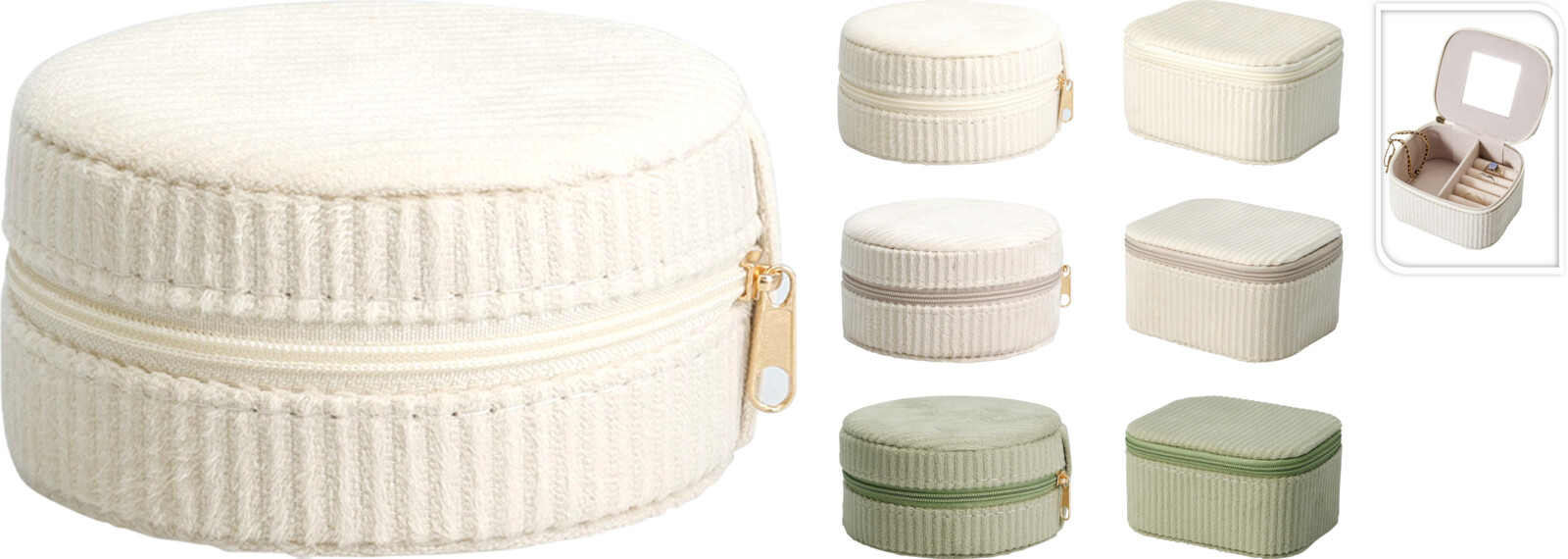 Juwelenbox Rond 9.5x5.5 cm assorti - prijs per stuk