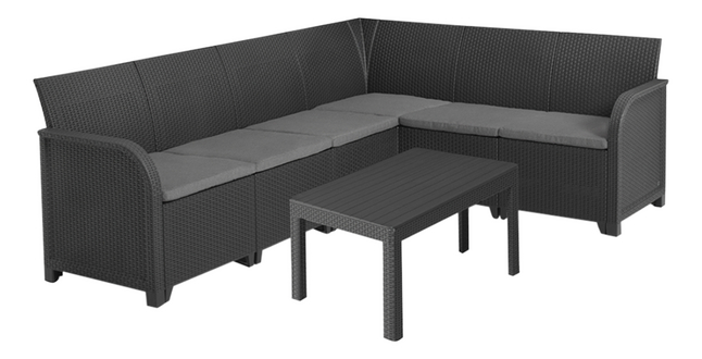 Keter Rosalie Lounge Hoek set 6 personen Graphite wickerlook