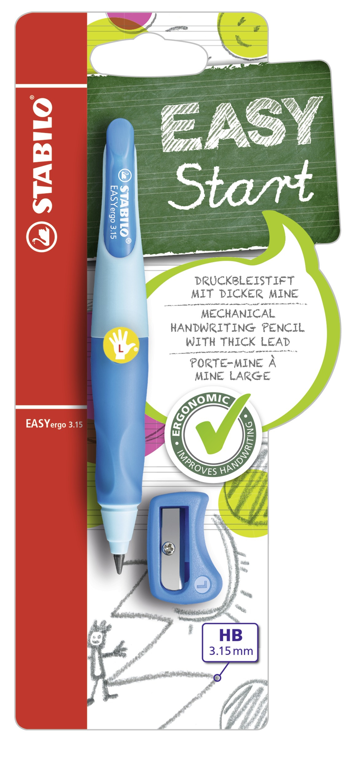 STABILO Easy Ergo 3.15 Potlood Links Lichtblauw/Donkerblauw STABILO Easy Ergo 3.15 Potlood Links Lichtblauw/Donkerblauw