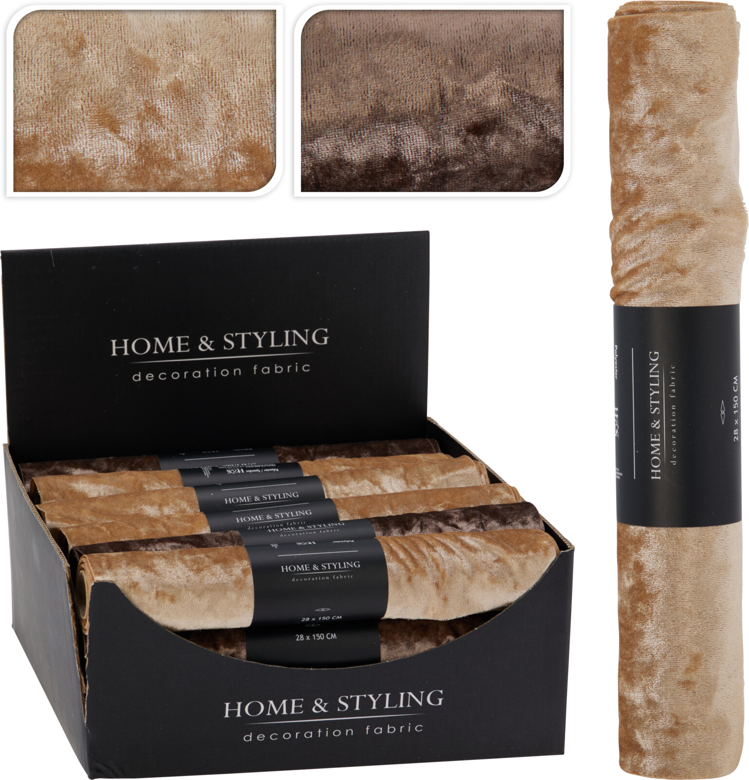 Decostof Velvet Ice Shiny 28x150 cm - assorti - prijs per stuk