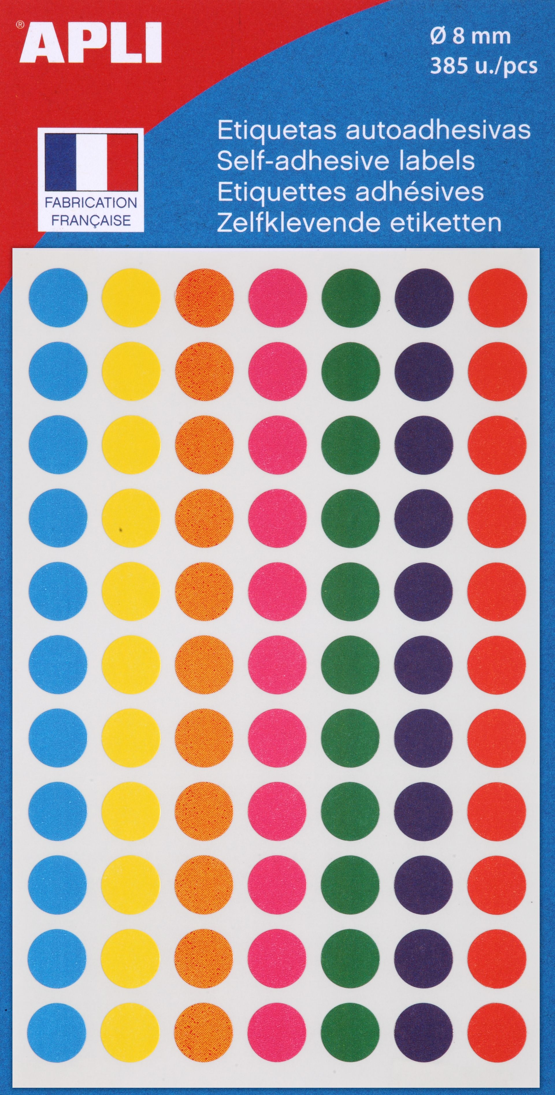 Apli Gekleurde Etiketten dia 8 mm 385 mm - assorti kleuren - Prijs per Stuk