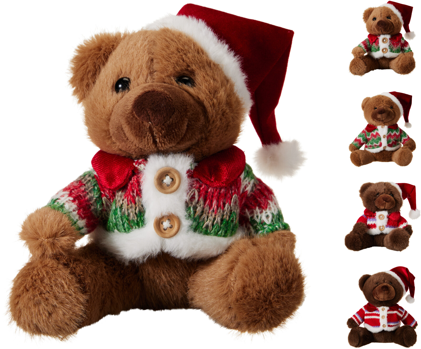 Beer met Kerstmuts & Trui 30x23x35 cm - assorti - prijs per stuk