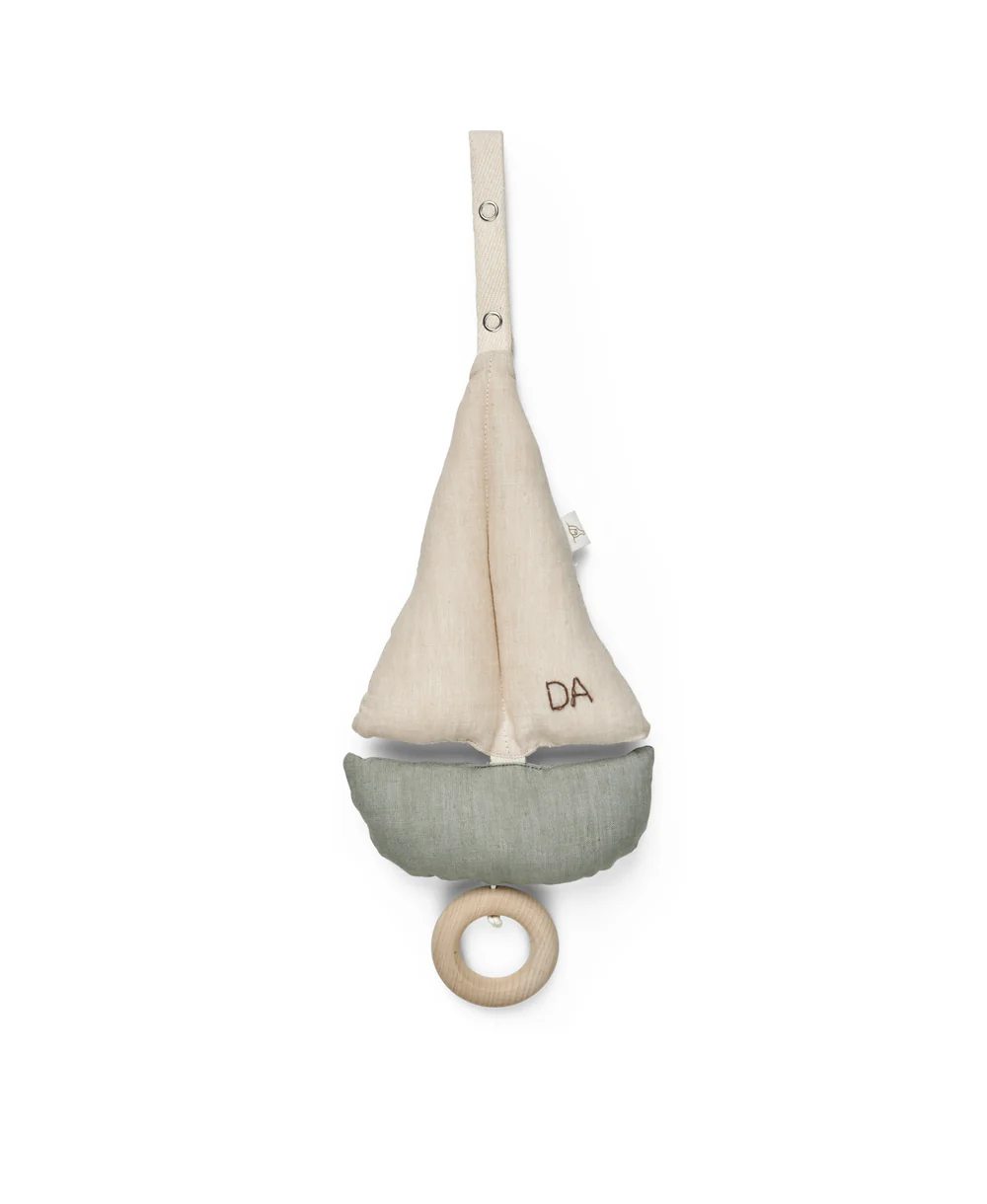 Dear April Muziekmobiel Zeilboot Blauw-Gebroken Wit 22 cm