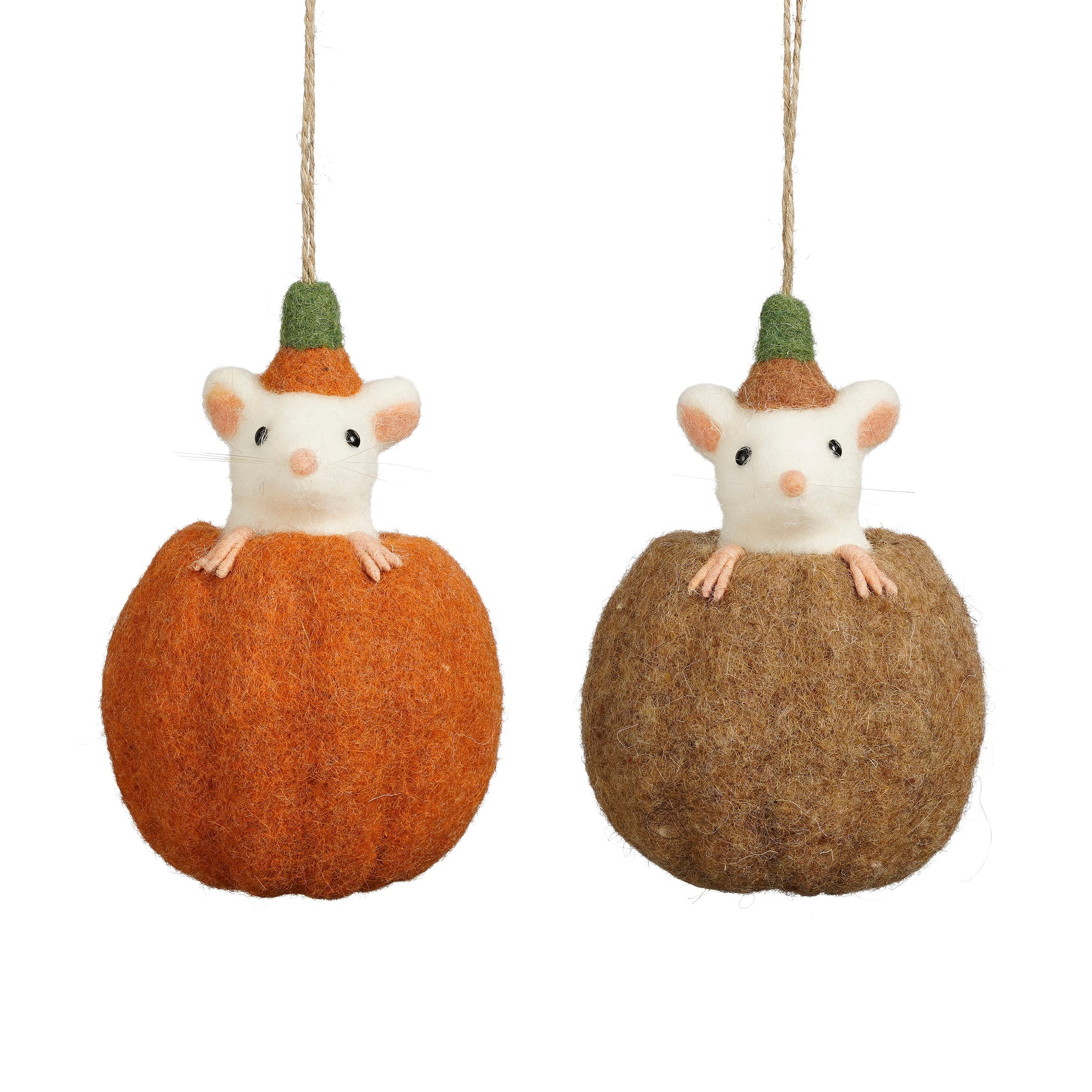 Boomhanger Vilt Mica Pompoen met Muis 10x15 cm - assorti - prijs per stuk