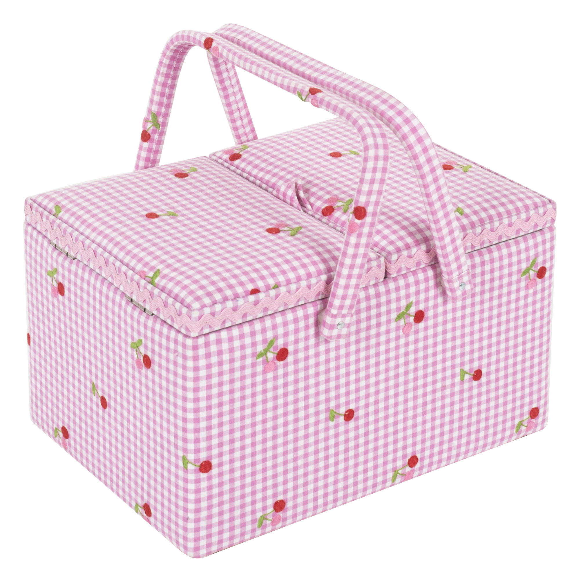 Hobby Gift Naaidoos Kersenpatroon Geborduurd Dubbel Deksel 21x30,5x19,5 cm