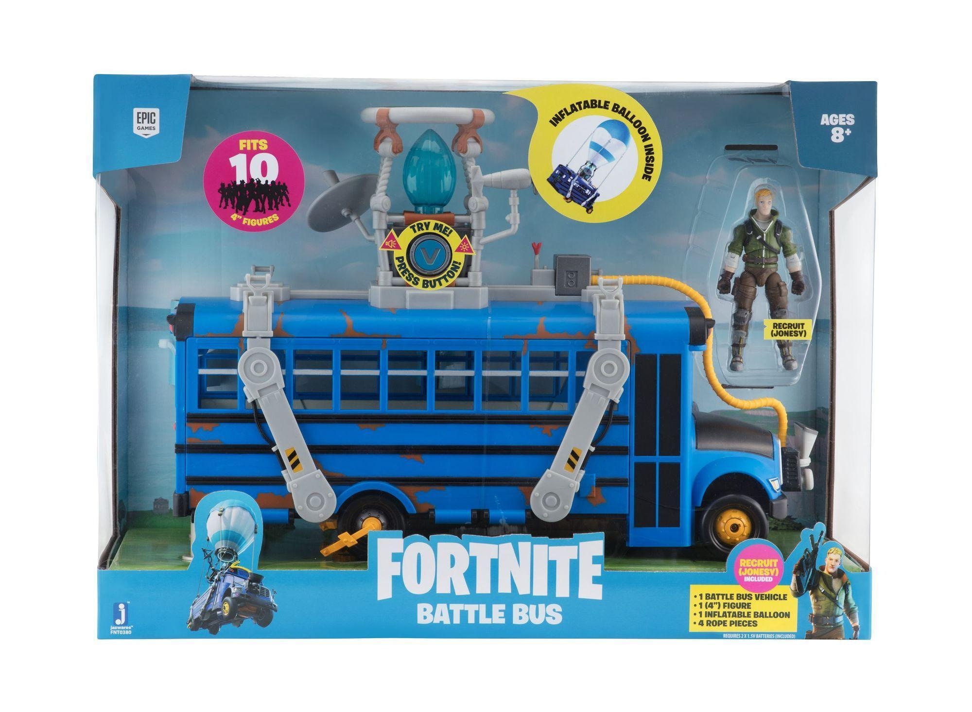 Fortnite Deluxe Voertuig Battle Bus met Jonsey figuur 10 cm, met licht en geluid