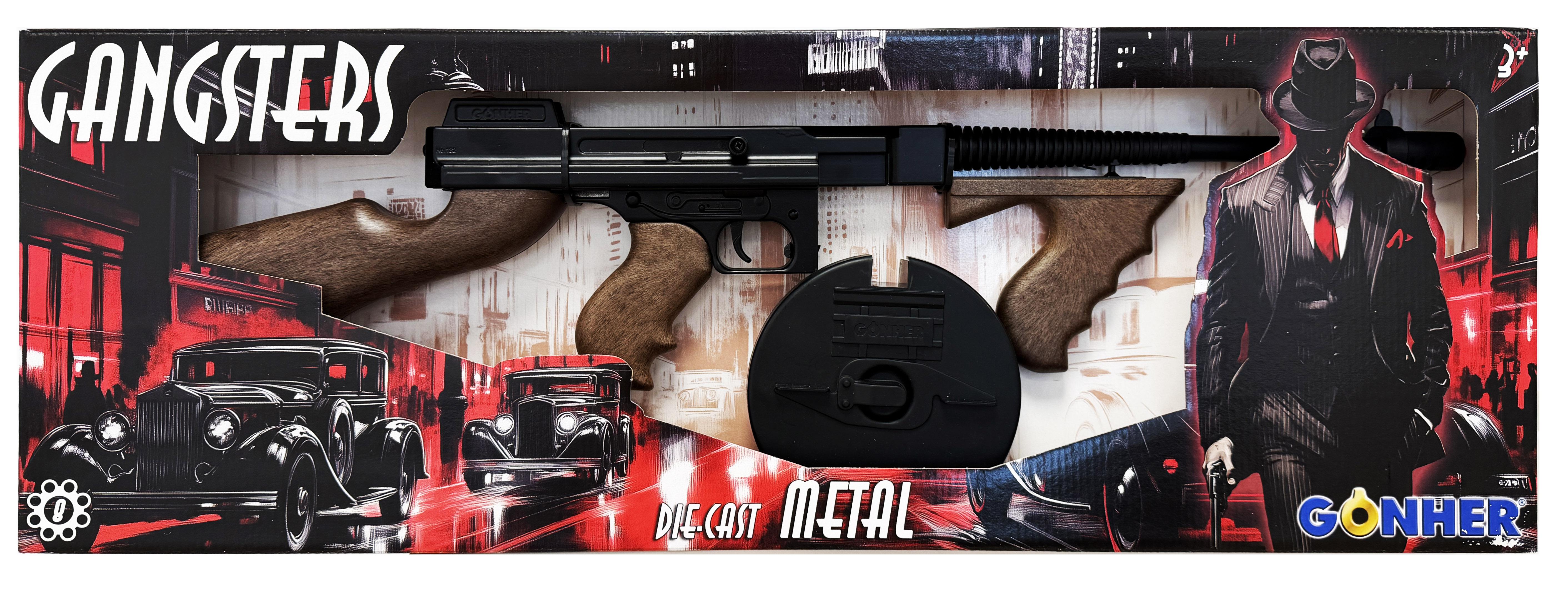 Gonher Gangster Tomy Machinegeweer  Metaal 8 schot met trommellader