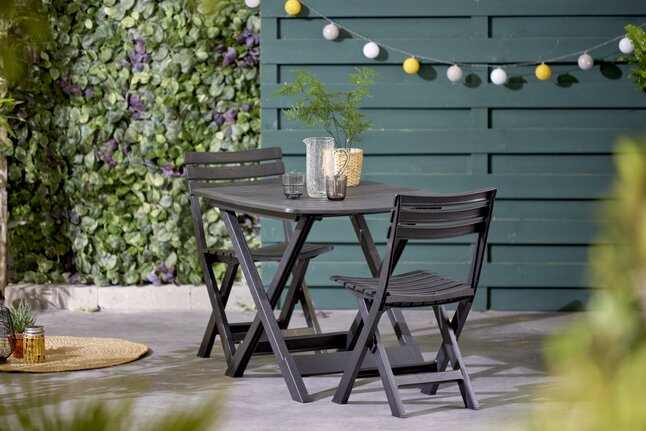 Bistroset Tevere/Komodo Antraciet Kunststof Tafel + 2 Stoelen