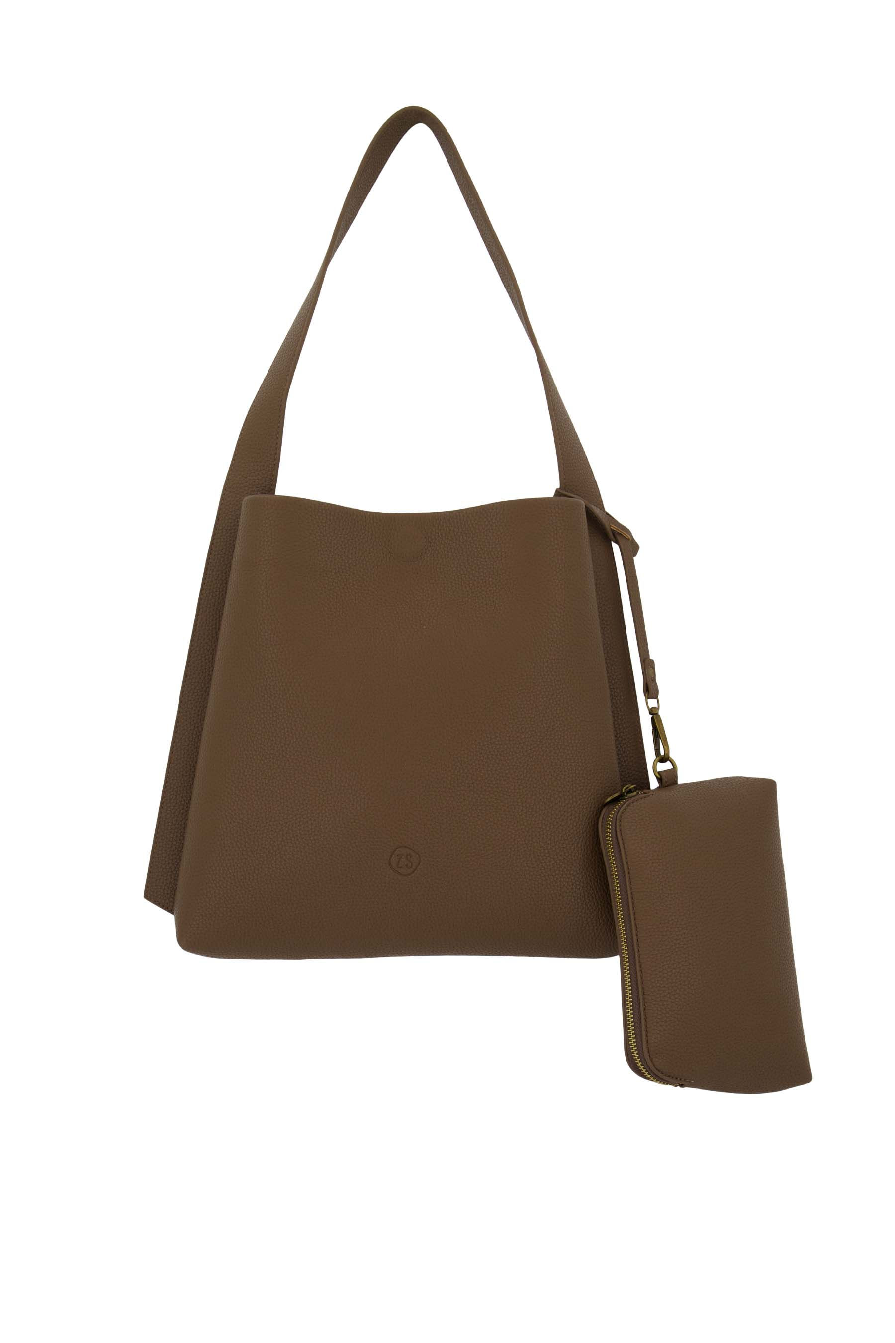 Zusss Schoudertas met Make-Up Tas Chocoladebruin 22.5x4x14 cm