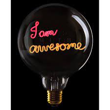 MITB Gloeilamp I am Awesome G125 - E27 - 2W - Rood/Amber - Staand