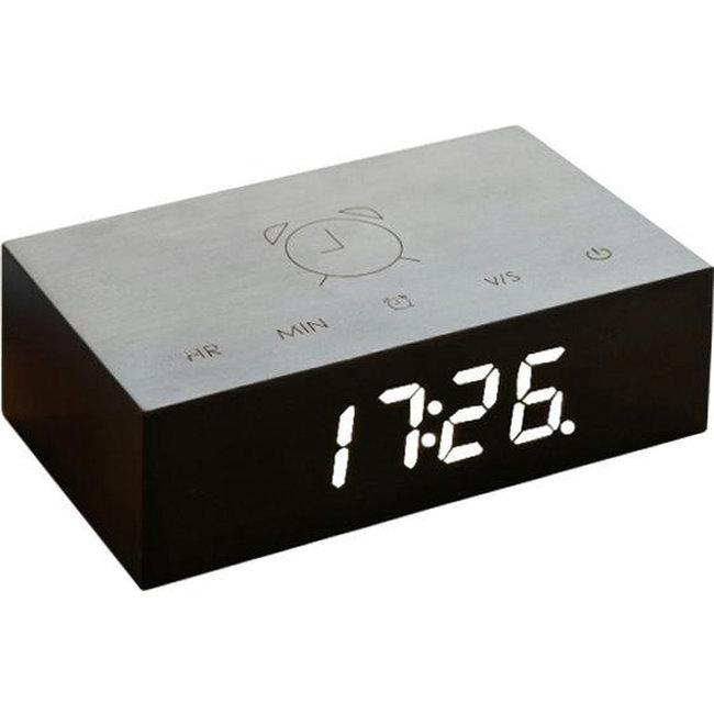 Gingko Flip Click Alarmklok Digitaal 11.5x7x3.6 cm - Black Wood